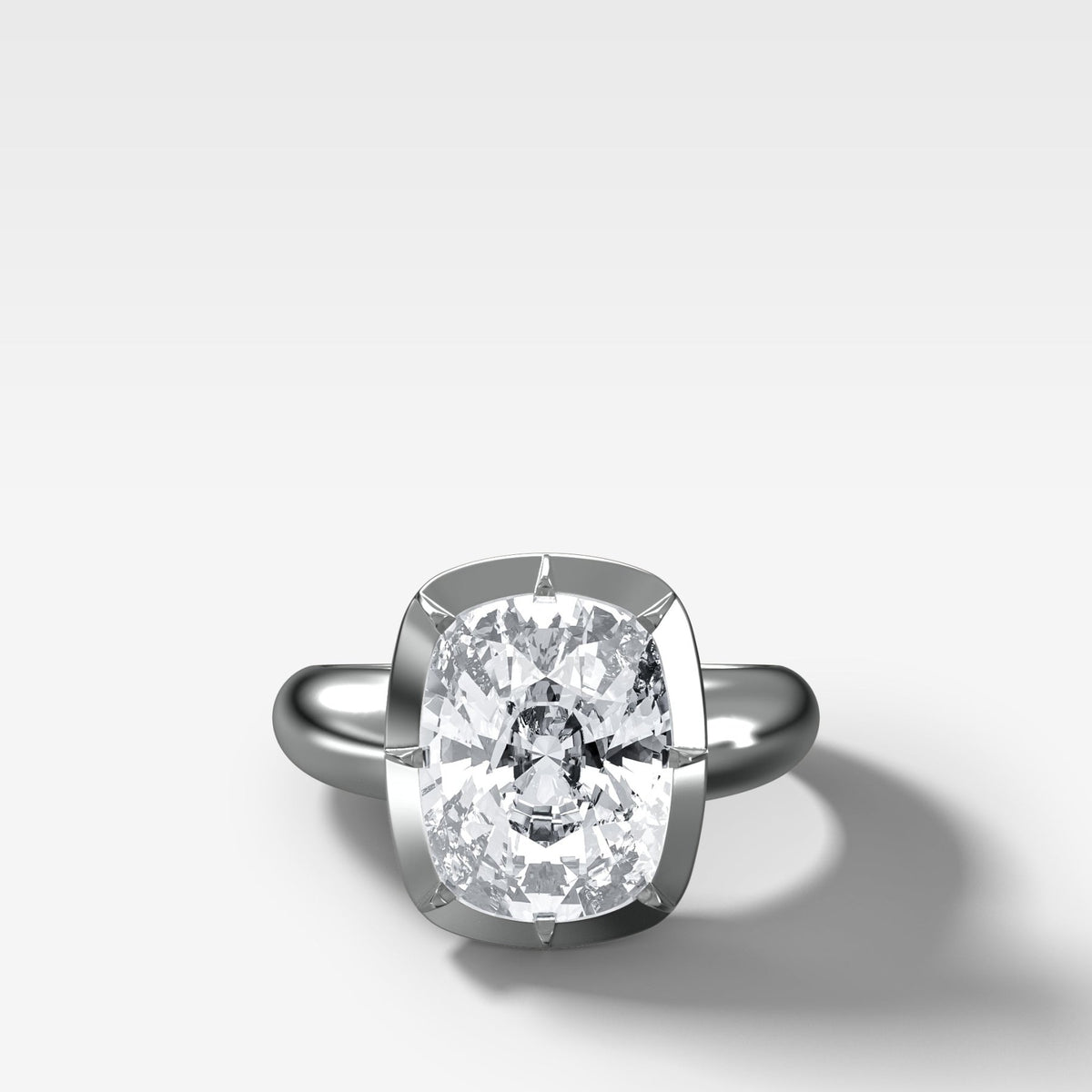 Club Button Back Solitaire with an Elongated Cushion Cut Diamond - GOODSTONE