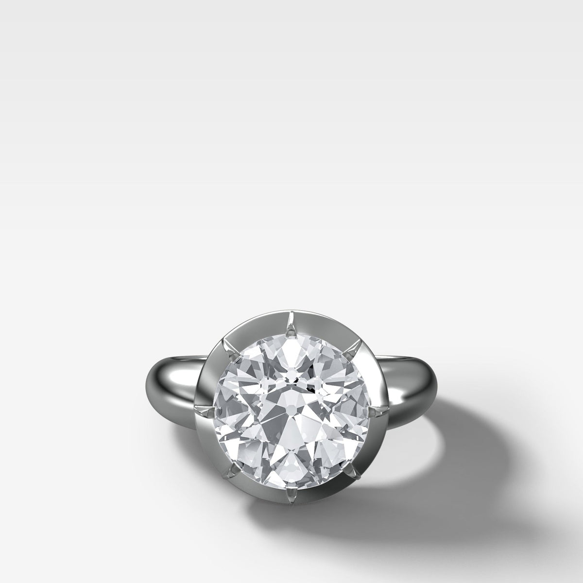 Club Button Back Solitaire with an Old Euro Cut Diamond - GOODSTONE