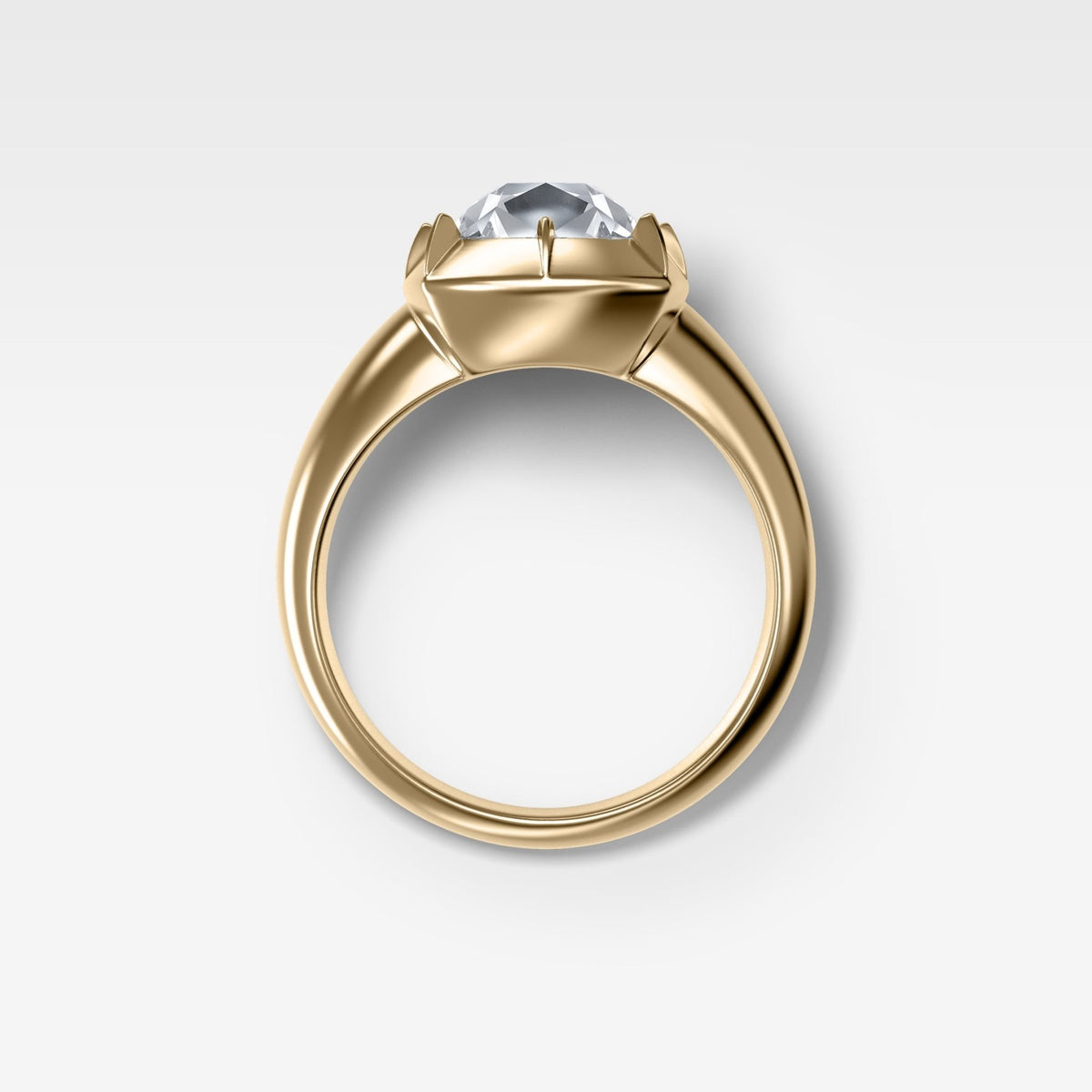 Club Button Back Solitaire with an Old Mine Cut Diamond - GOODSTONE