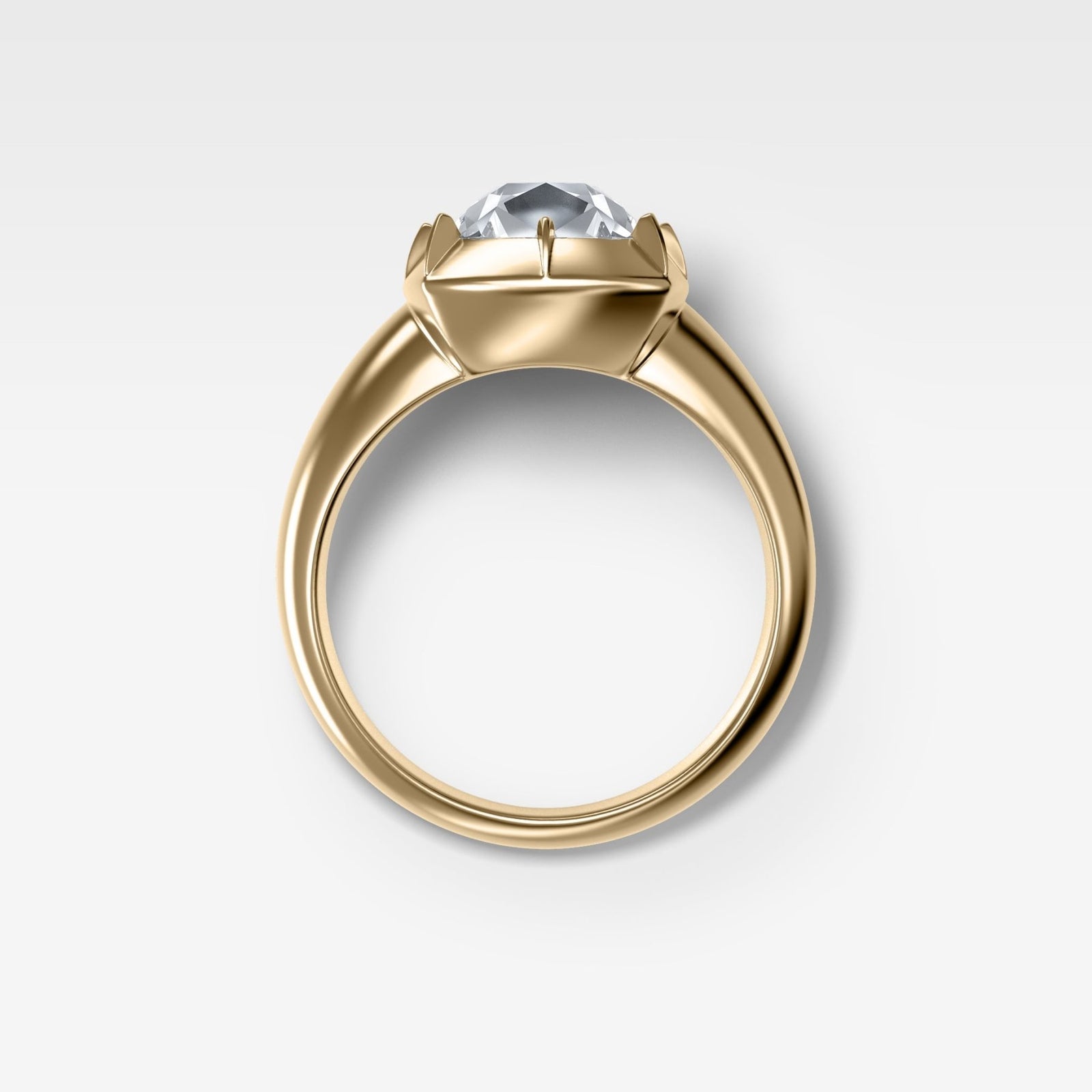 Club Button Back Solitaire with an Old Mine Cut Diamond - GOODSTONE
