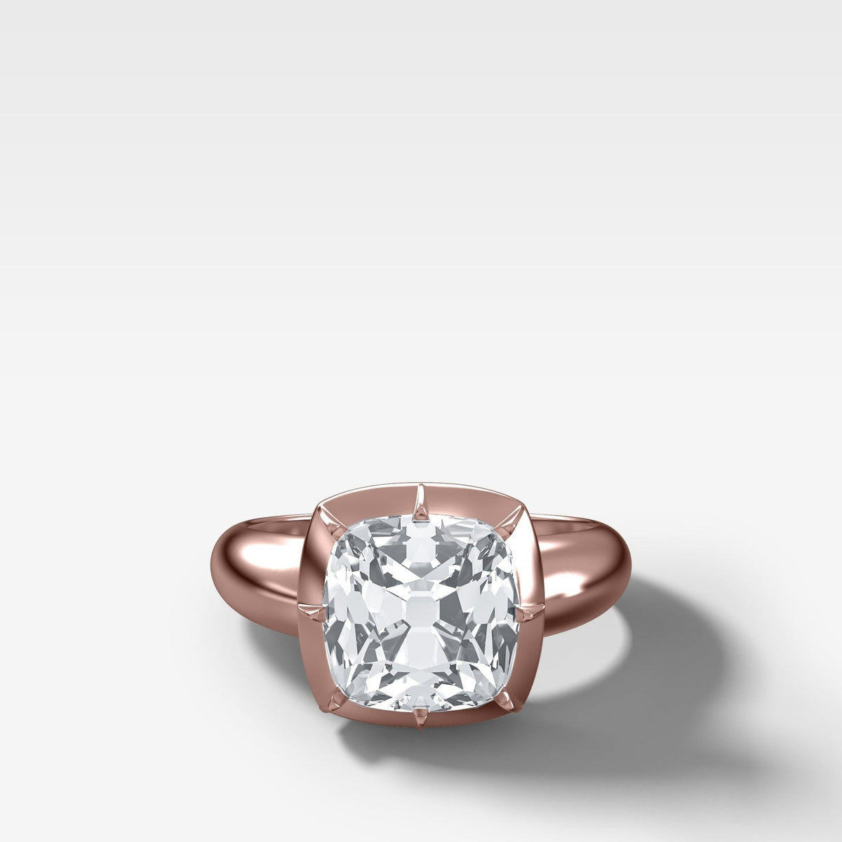 Club Button Back Solitaire with an Old Mine Cut Diamond - GOODSTONE