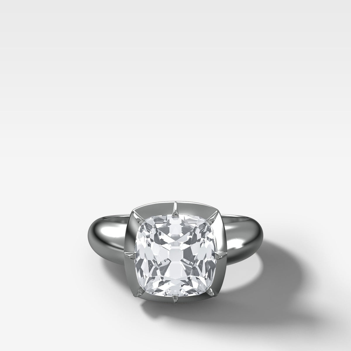 Club Button Back Solitaire with an Old Mine Cut Diamond - GOODSTONE
