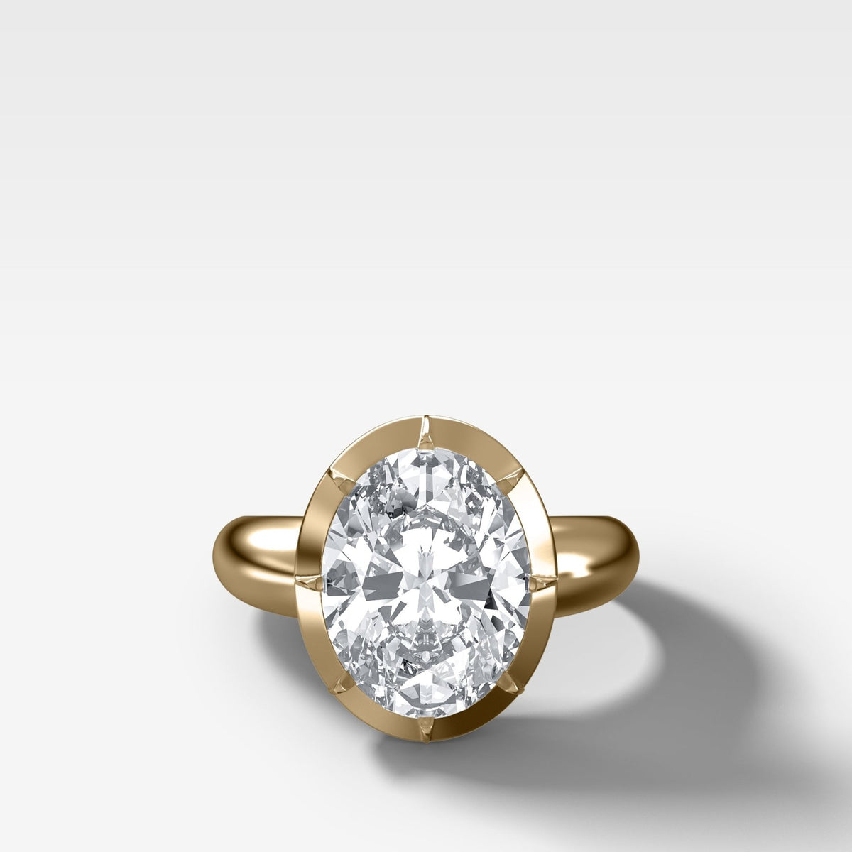 Club Button Back Solitaire with an Oval Cut Diamond - GOODSTONE