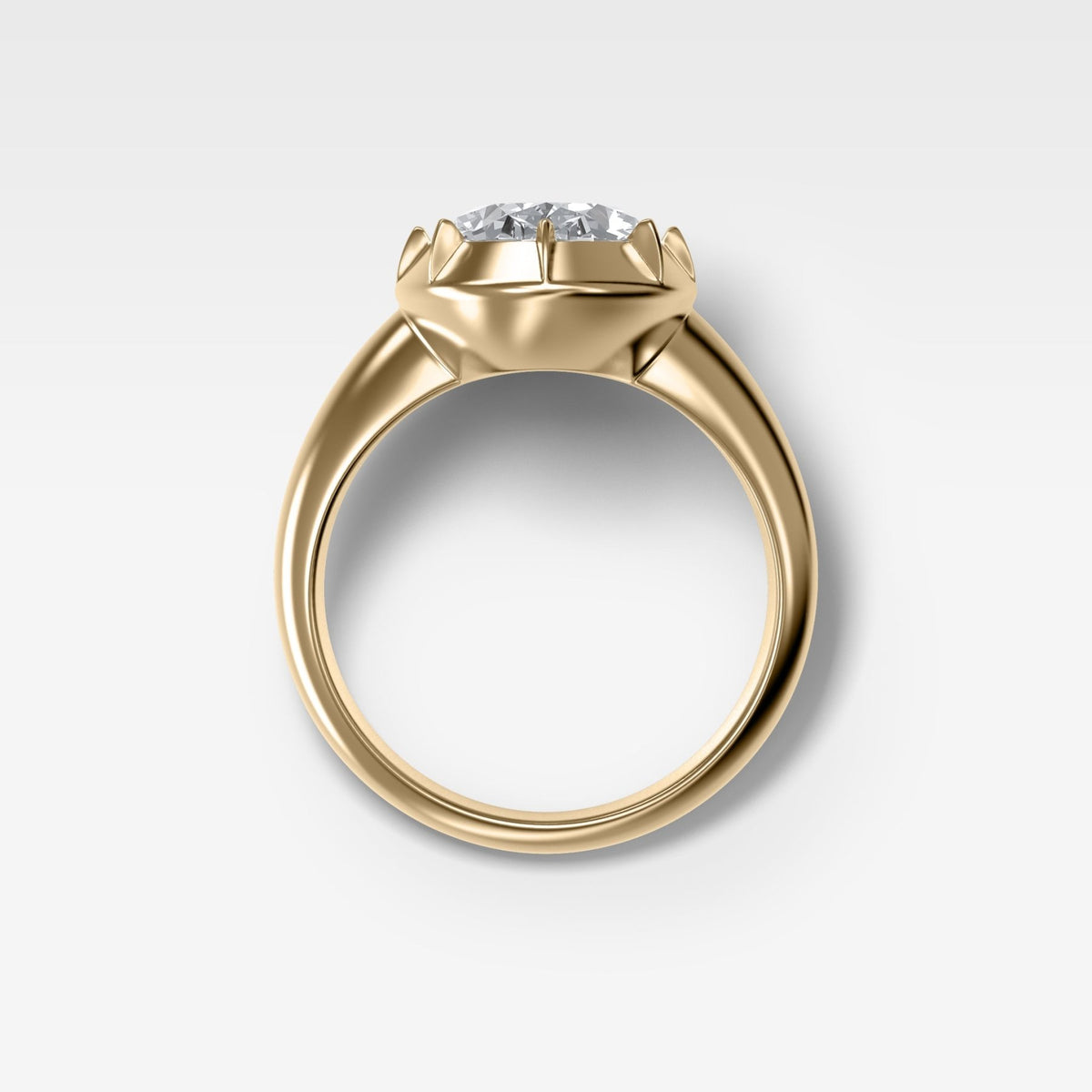 Club Button Back Solitaire with an Oval Cut Diamond - GOODSTONE