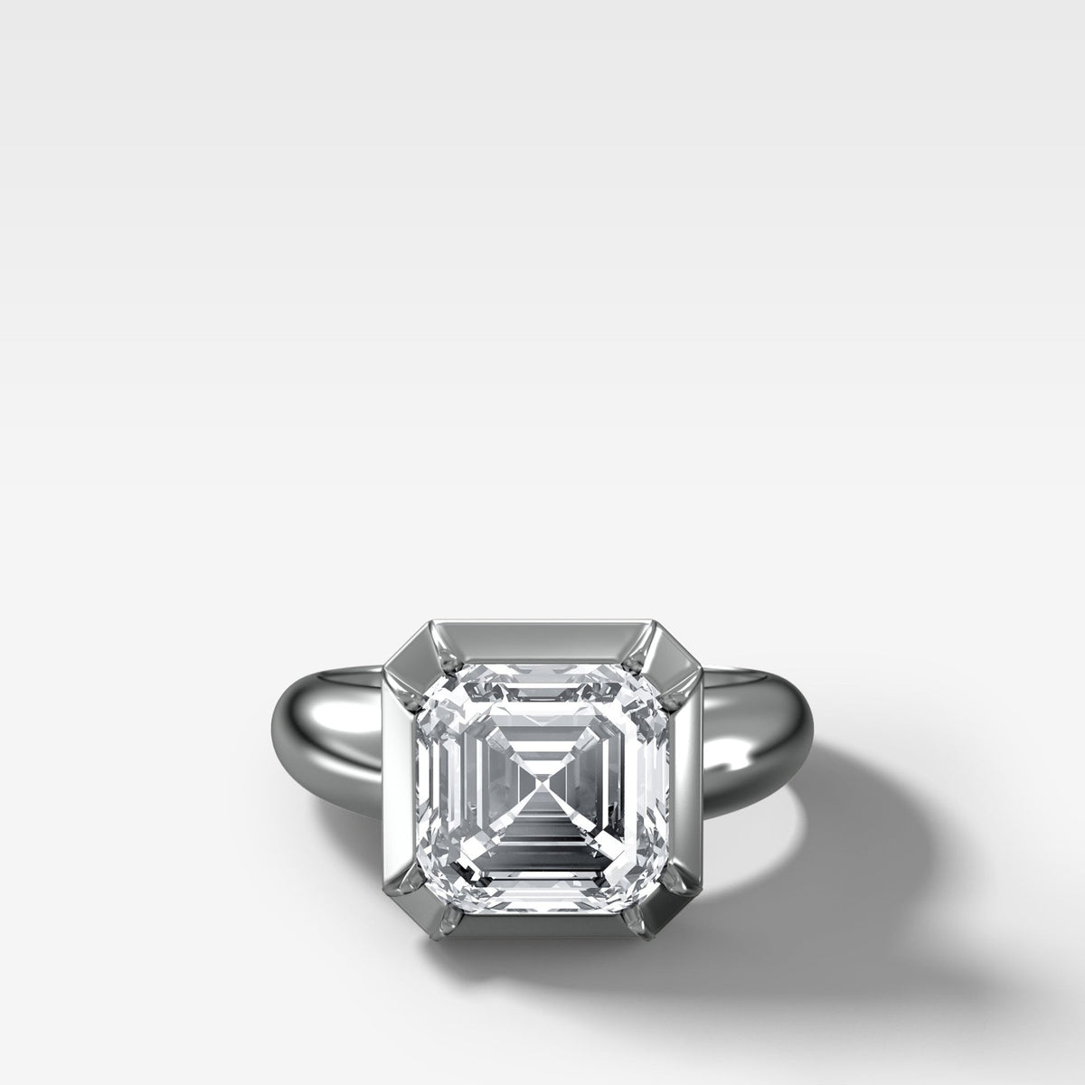 Club Button Back Solitaire with Asscher Cut Diamond - GOODSTONE