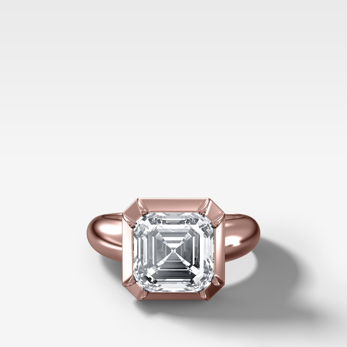 Club Button Back Solitaire with Asscher Cut Diamond - GOODSTONE