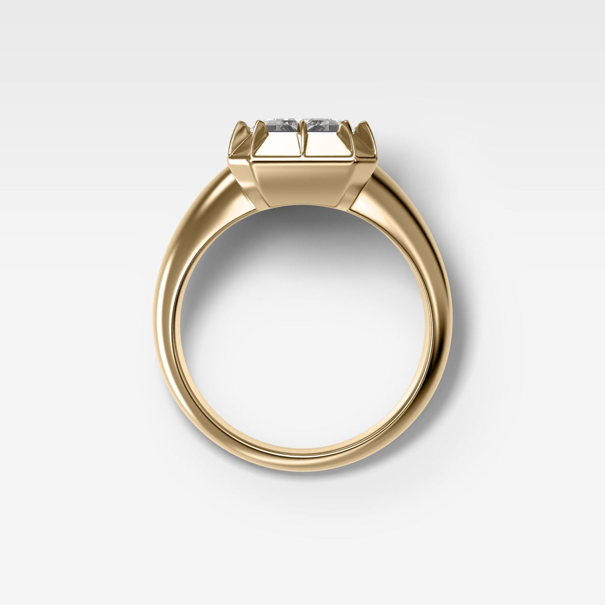 Club Button Back Solitaire with Emerald Cut Diamond - GOODSTONE