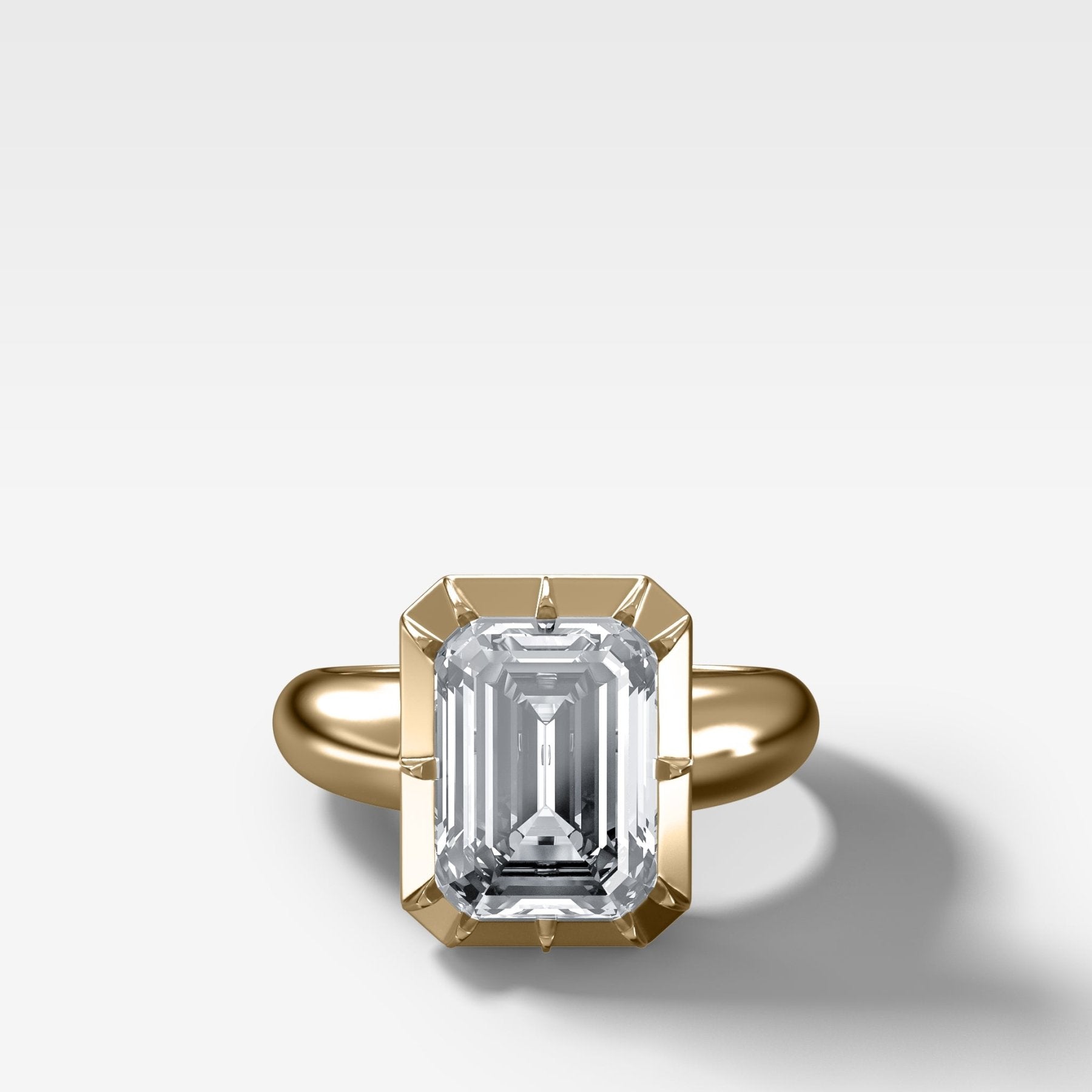 Club Button Back Solitaire with Emerald Cut Diamond - GOODSTONE