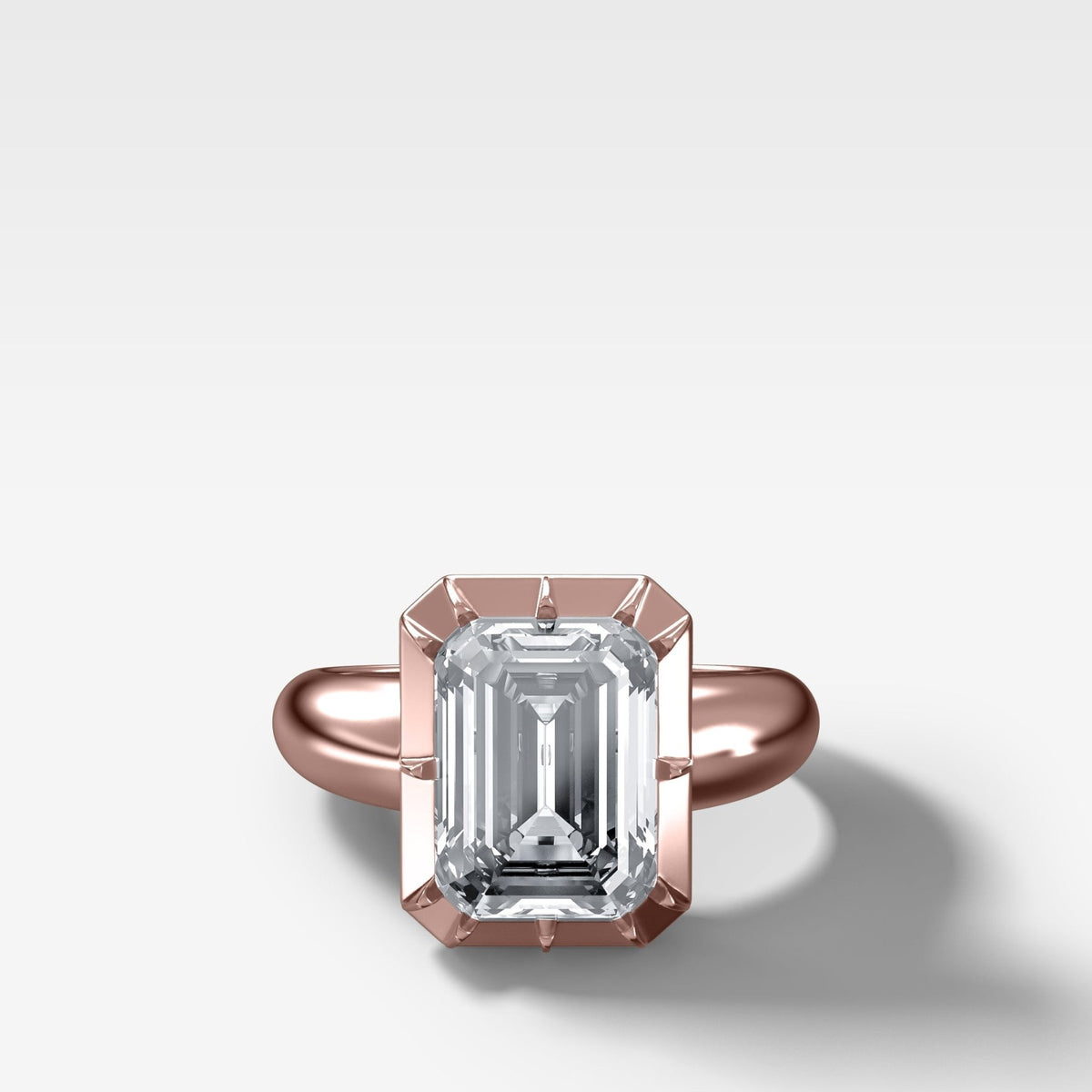 Club Button Back Solitaire with Emerald Cut Diamond - GOODSTONE