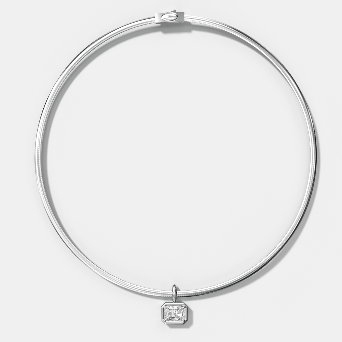 Club East West Elongated Radiant Attachable Diamond Pendant With Reversible Omega Chain (3mm) - GOODSTONE