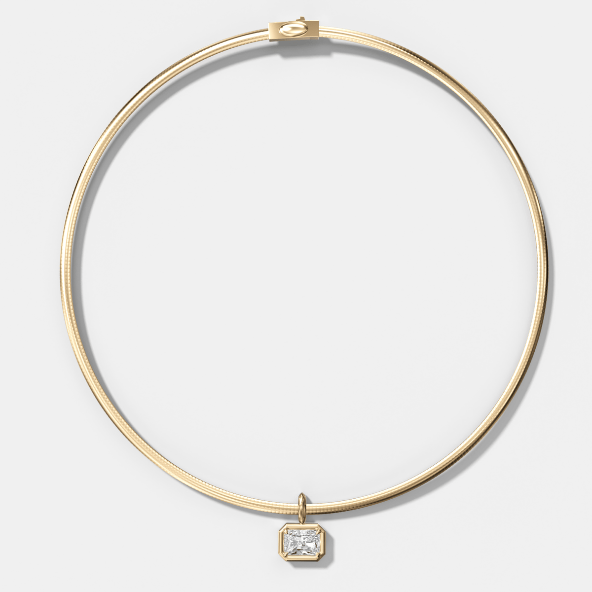 Club East West Elongated Radiant Attachable Diamond Pendant With Reversible Omega Chain (3mm) - GOODSTONE