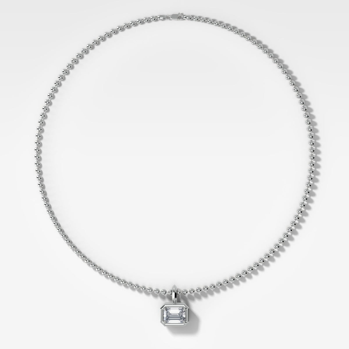 Club East West Emerald Attachable Diamond Pendant With Beaded Chain (3mm) - GOODSTONE