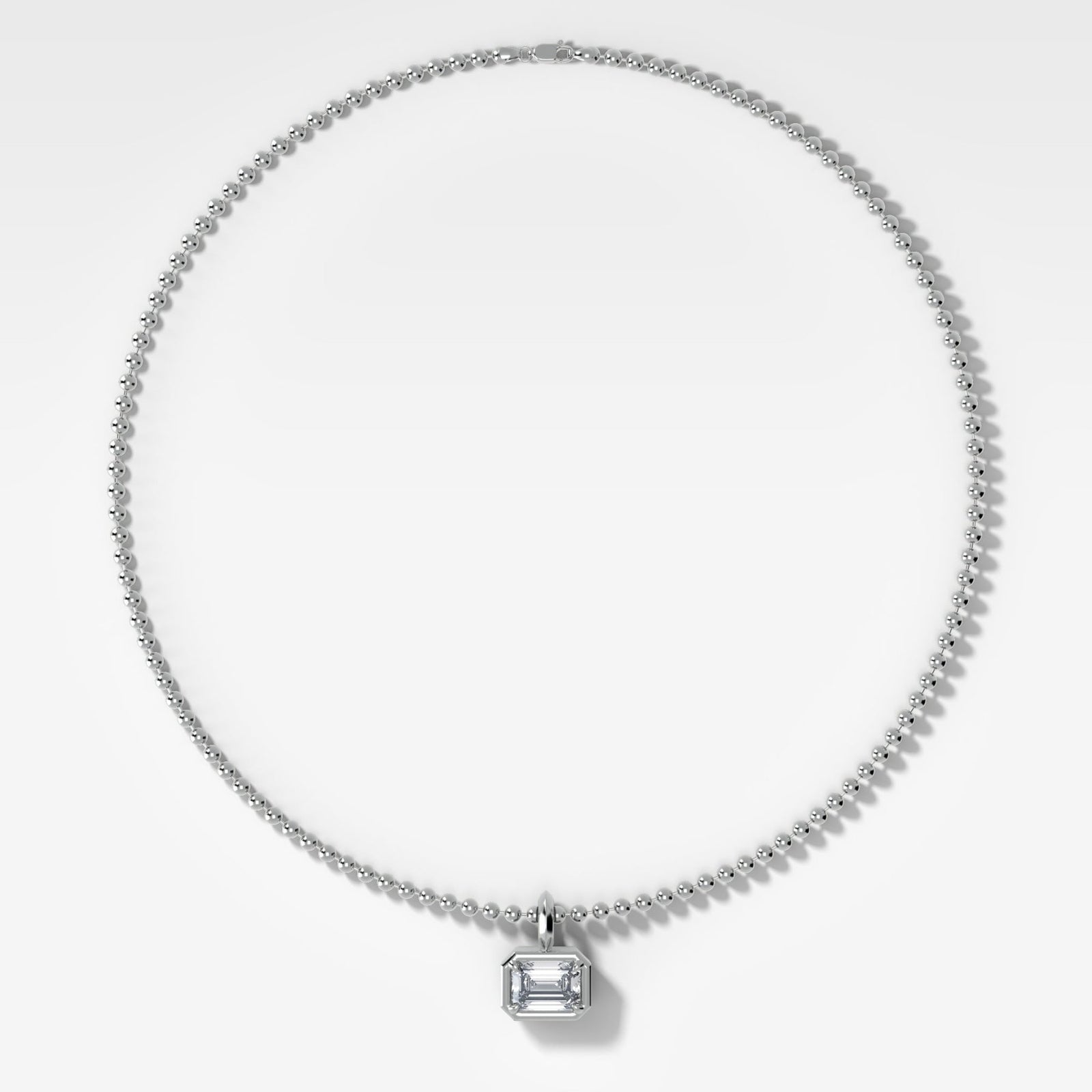 Club East West Emerald Attachable Diamond Pendant With Beaded Chain (3mm) - GOODSTONE