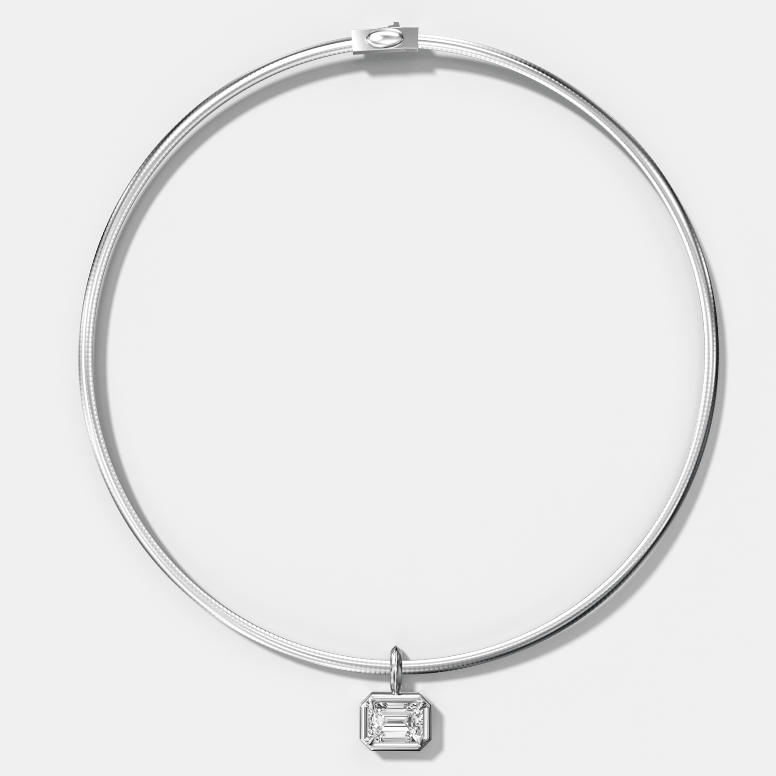 Club East West Emerald Attachable Diamond Pendant With Reversible Omega Chain (3mm) - GOODSTONE