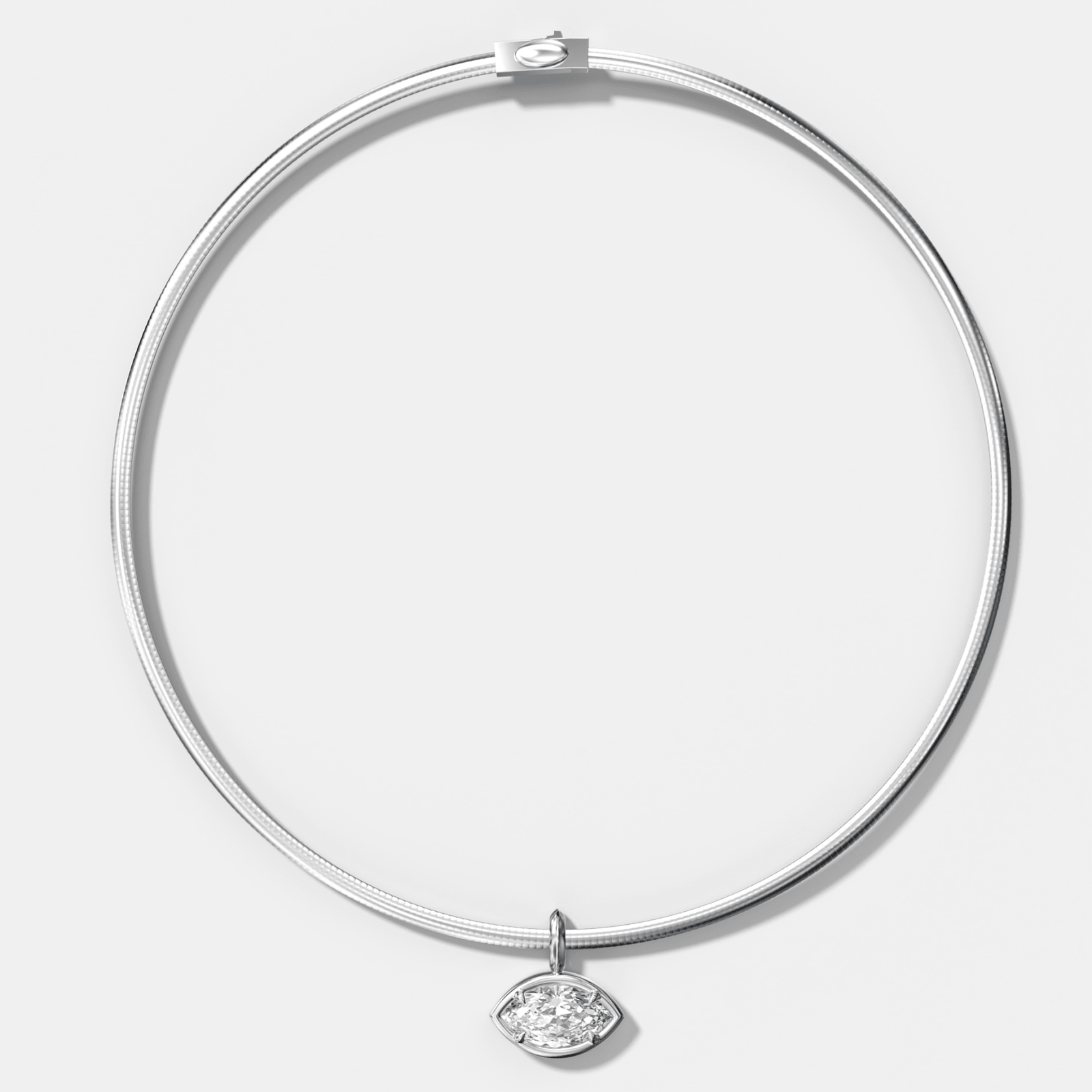 Club East West Marquise Attachable Diamond Pendant With Reversible Omega Chain (3mm) - GOODSTONE