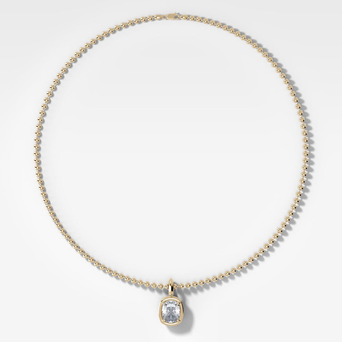 Club Elongated Cushion Attachable Diamond Pendant With Beaded Chain (3mm) - GOODSTONE