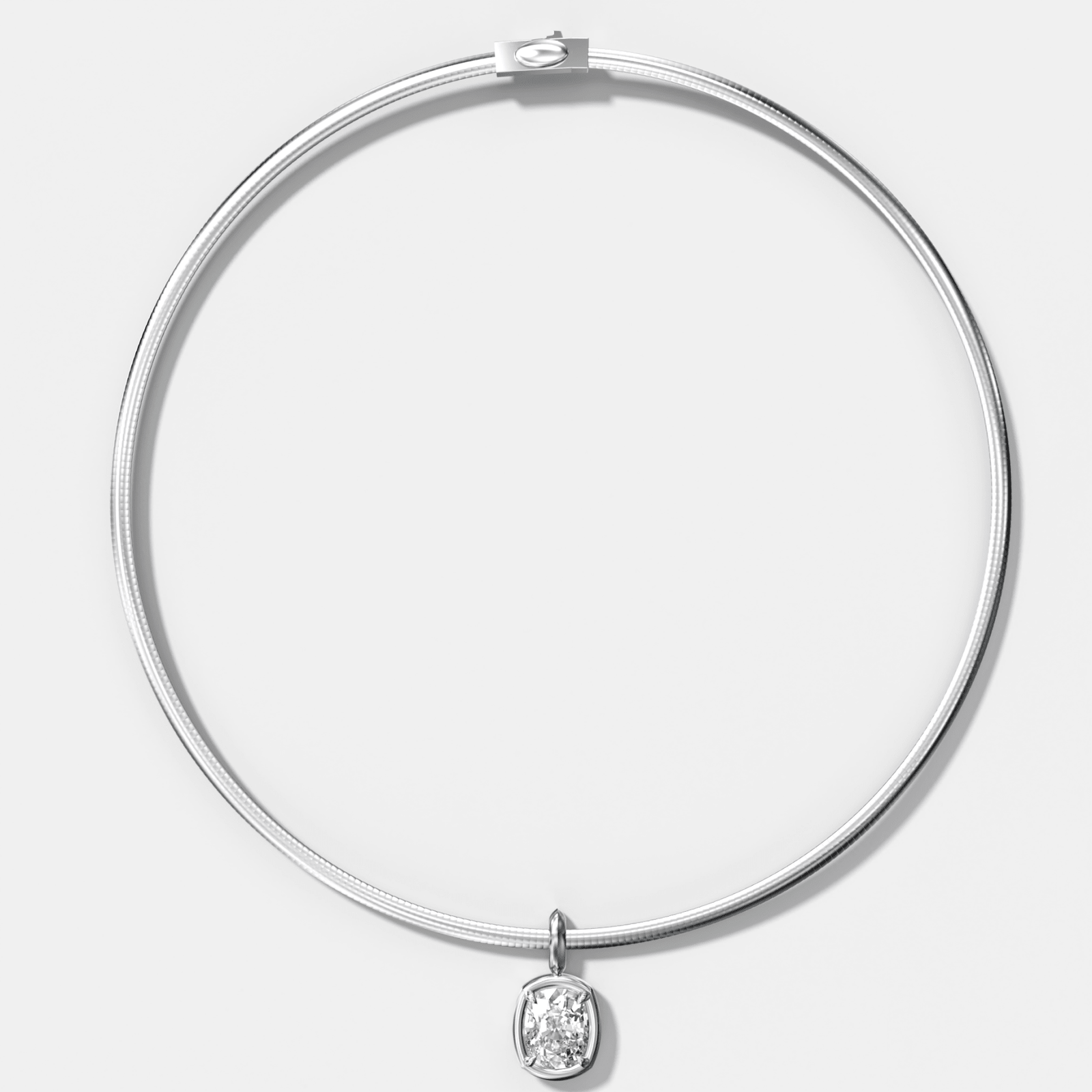 Club Elongated Cushion Attachable Diamond Pendant With Reversible Omega Chain (3mm) - GOODSTONE