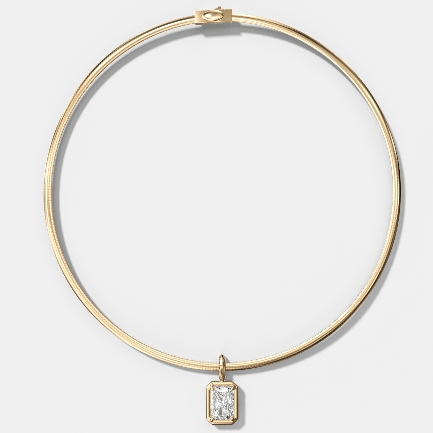 Club Elongated Radiant Attachable Diamond Pendant With Reversible Omega Chain (3mm) - GOODSTONE