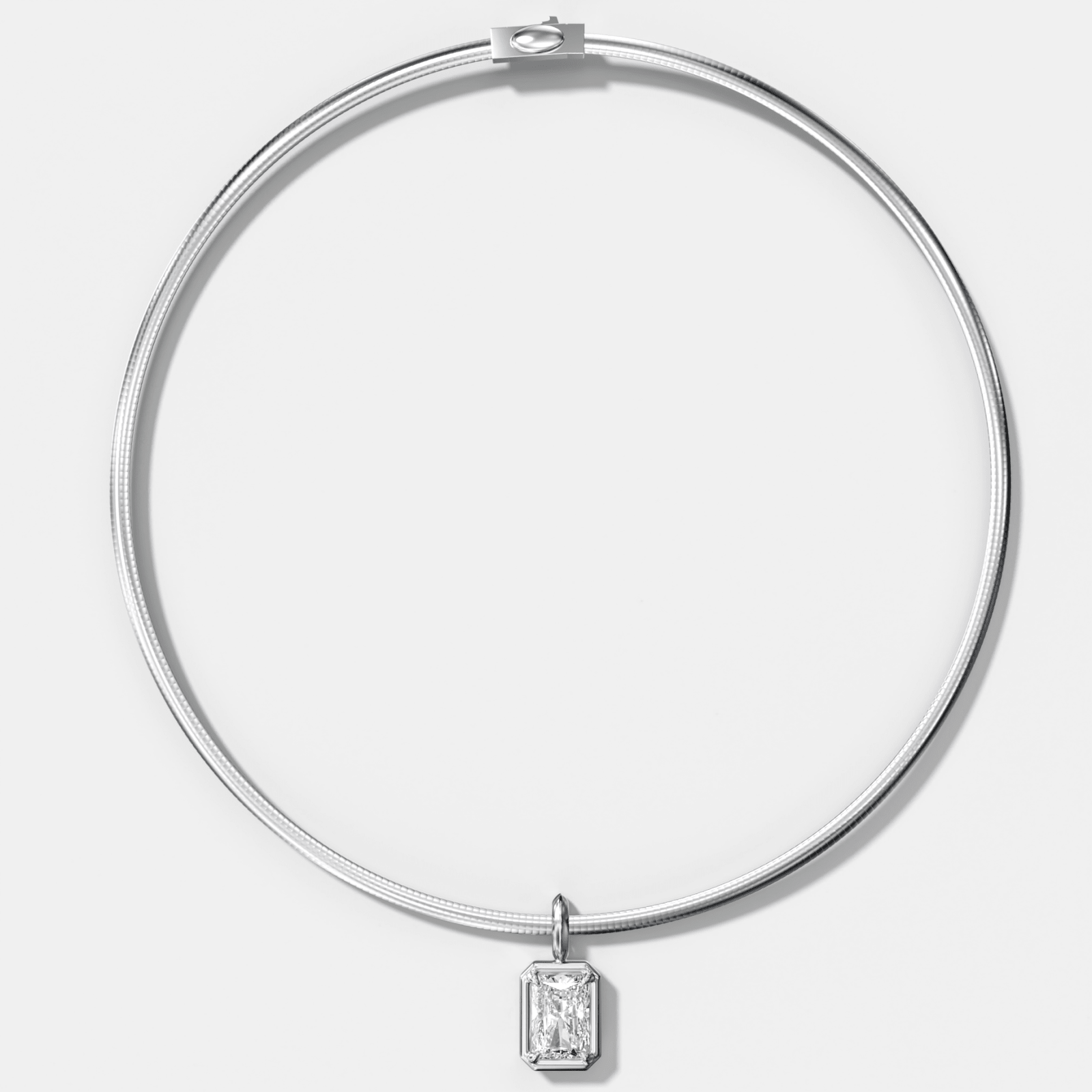 Club Elongated Radiant Attachable Diamond Pendant With Reversible Omega Chain (3mm) - GOODSTONE