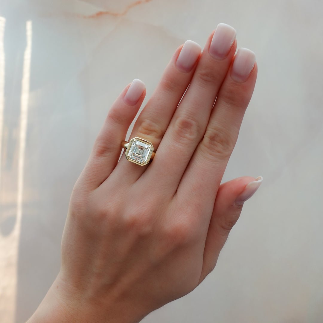 Club Engagement Ring with 4.90ct Lab Grown Asscher Cut Diamond - GOODSTONE