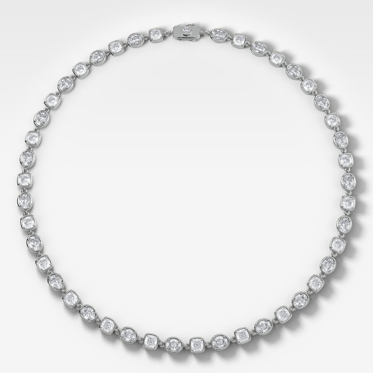 Club Mixed Shape Diamond Necklace with Cushion and Oval Diamonds - GOODSTONE