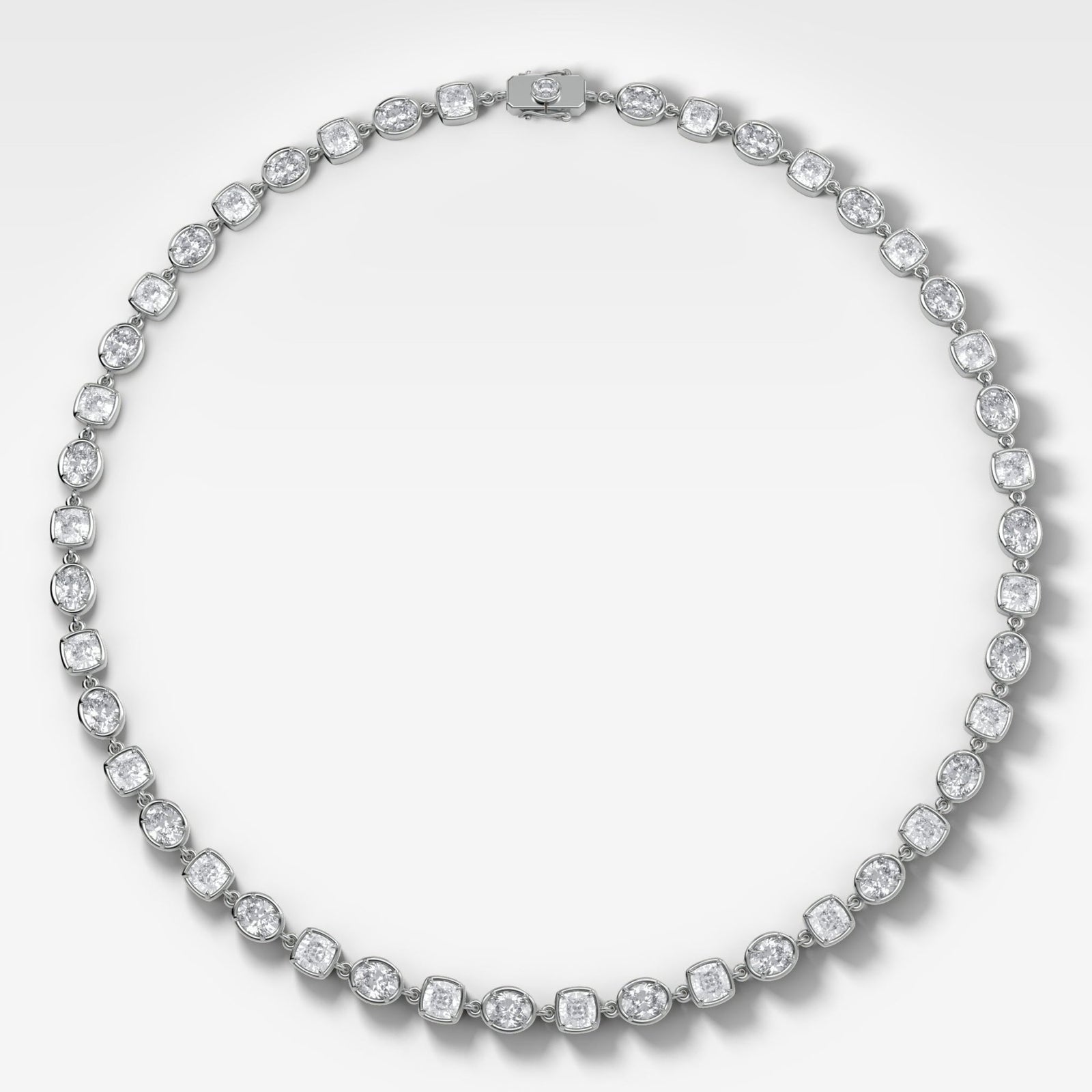 Club Mixed Shape Diamond Necklace with Cushion and Oval Diamonds - GOODSTONE