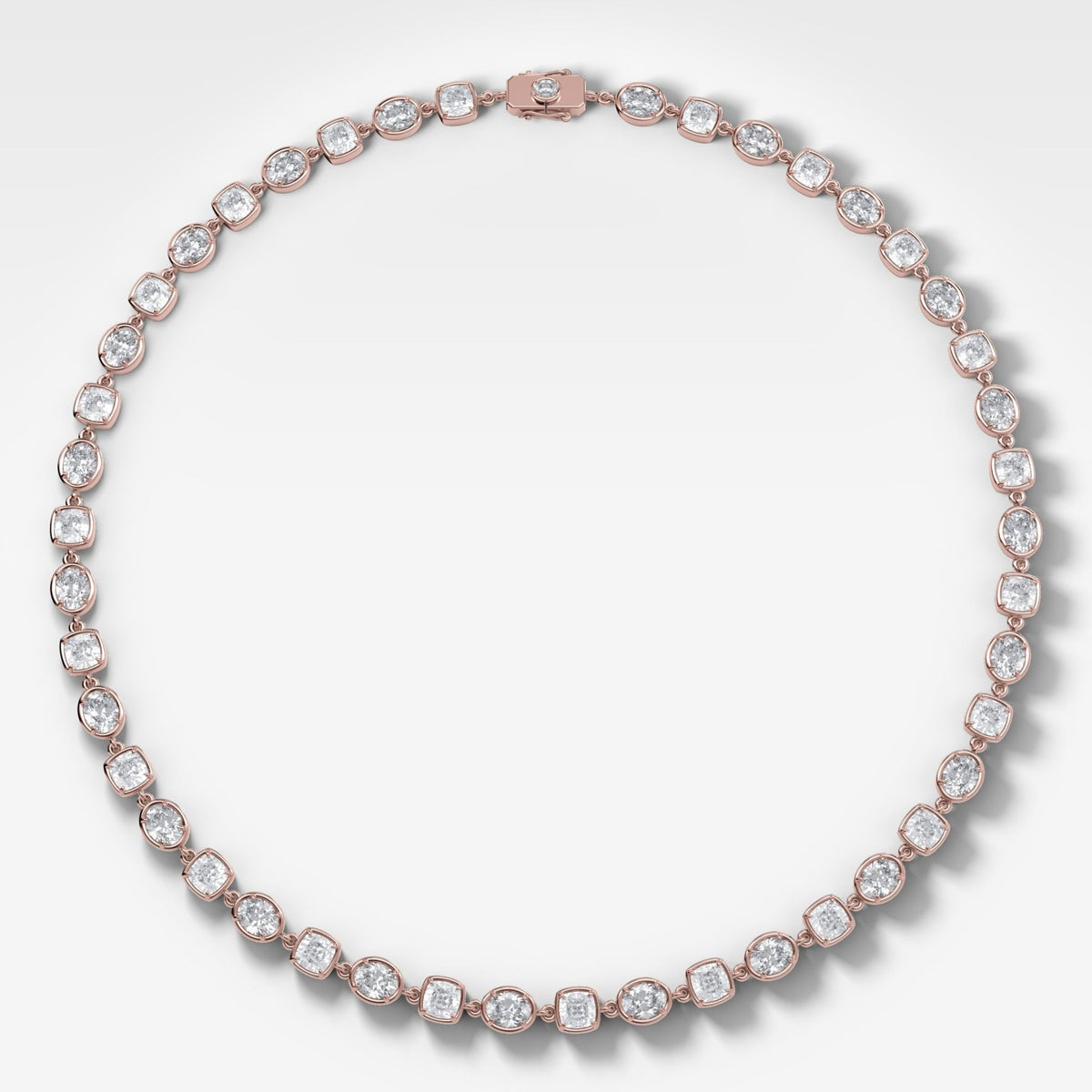 Club Mixed Shape Diamond Necklace with Cushion and Oval Diamonds - GOODSTONE
