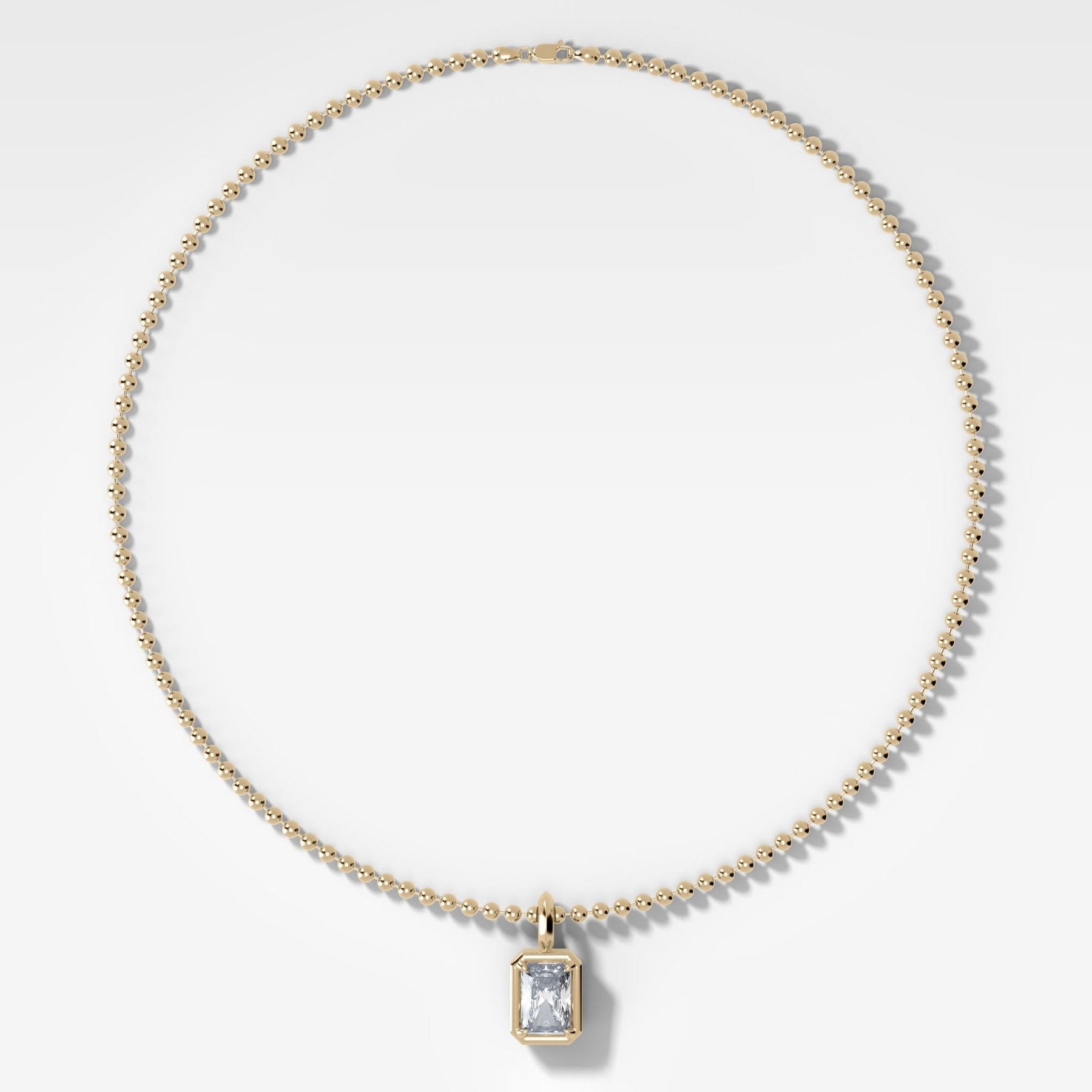 Club North South Elongated Radiant Attachable Diamond Pendant With Beaded Chain (3mm) - GOODSTONE
