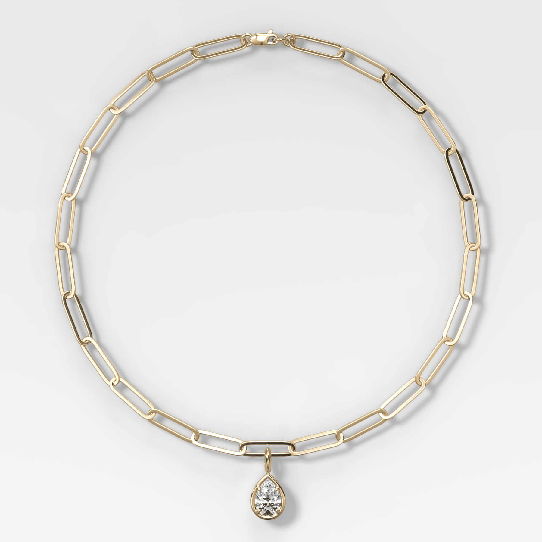 Club Pear Attachable Diamond Pendant With Paperclip Chain (6.2mm) - GOODSTONE