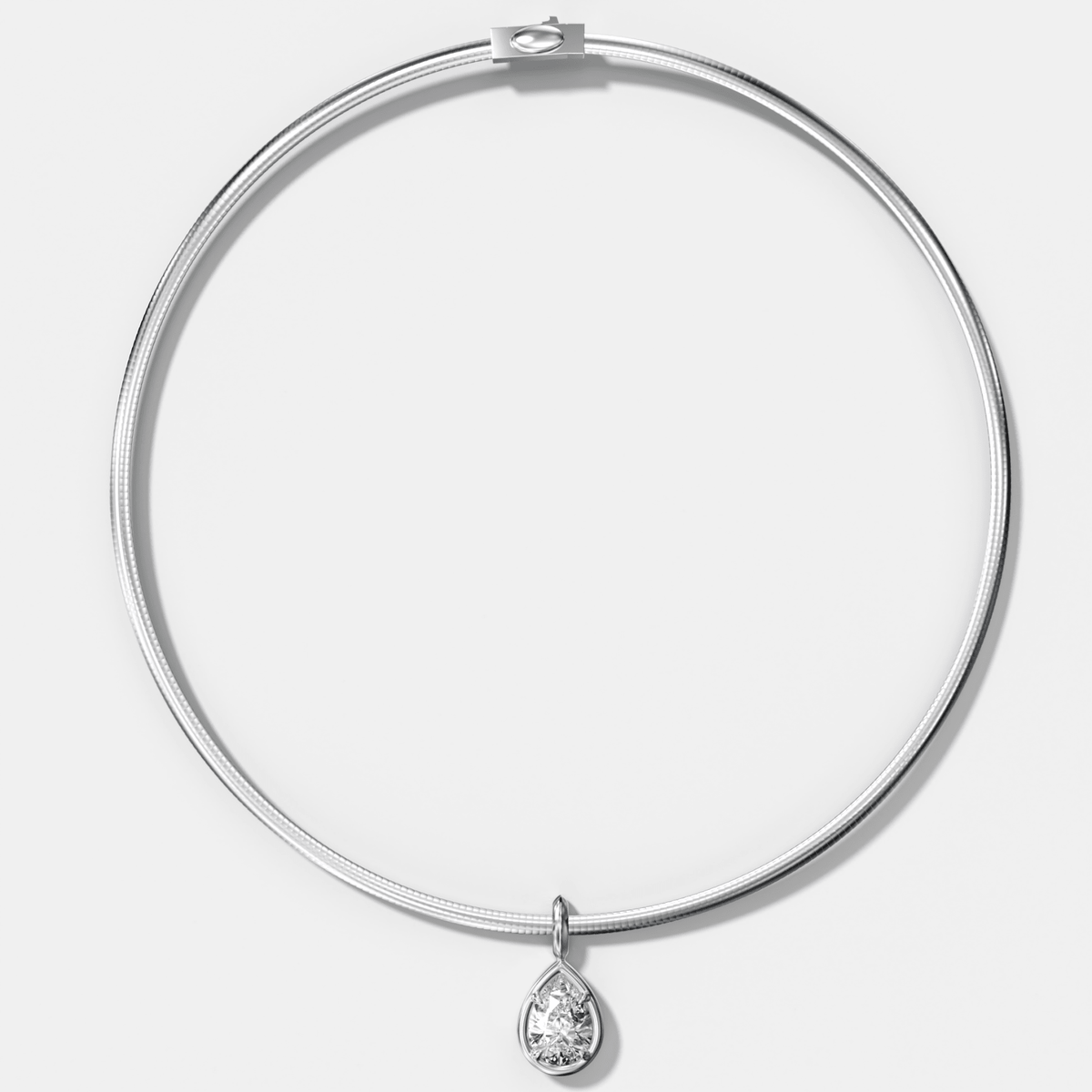 Club Pear Attachable Diamond Pendant With Reversible Omega Chain (3mm) - GOODSTONE