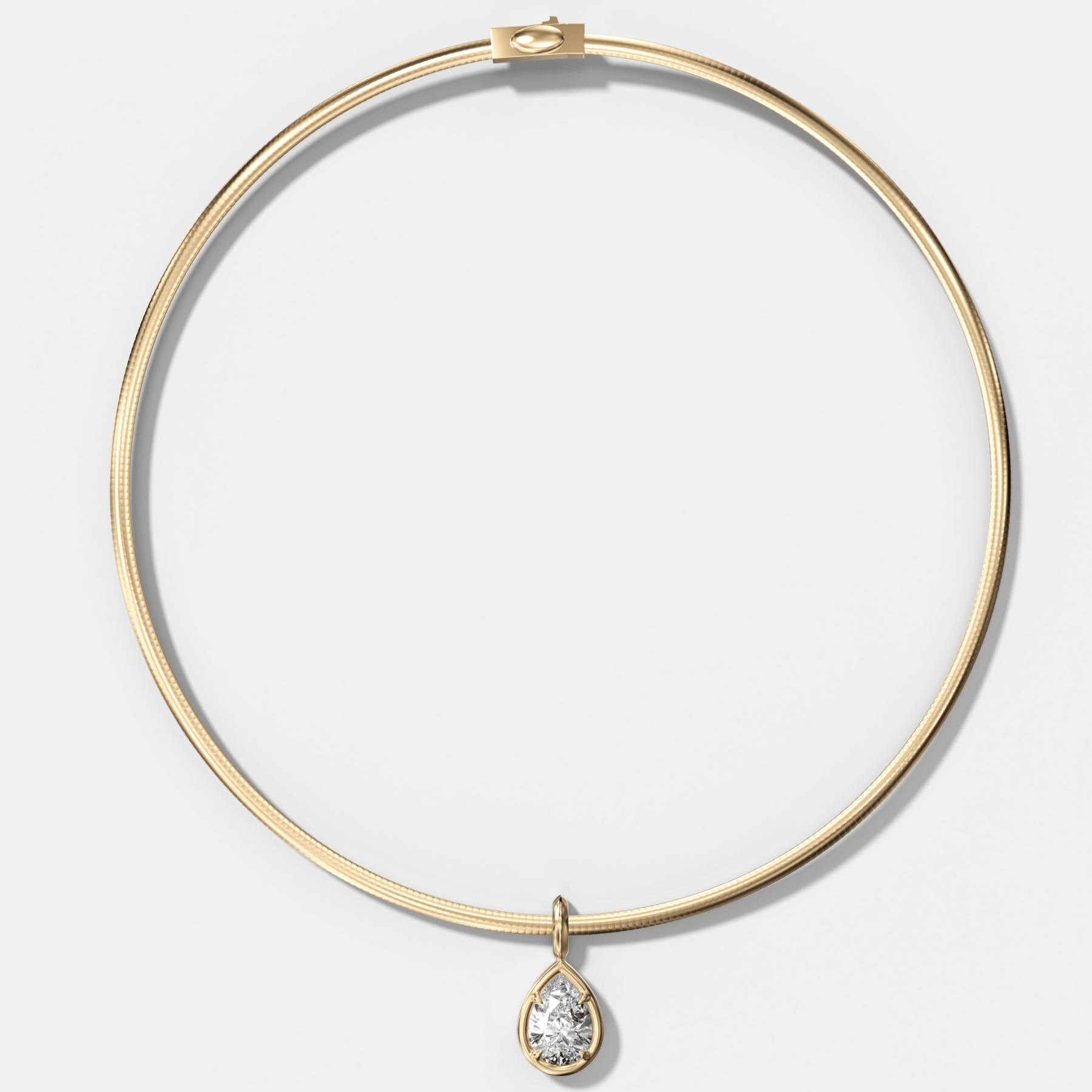 Club Pear Attachable Diamond Pendant With Reversible Omega Chain (3mm) - GOODSTONE