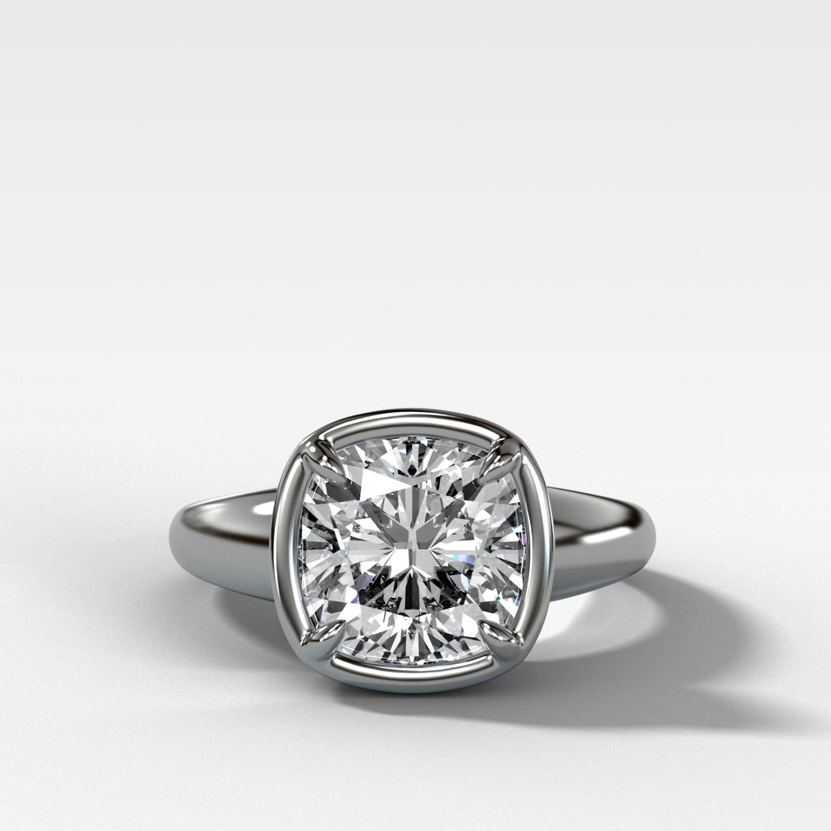 Club Ring Solitaire Engagement Ring With a Cushion Cut Diamond - GOODSTONE