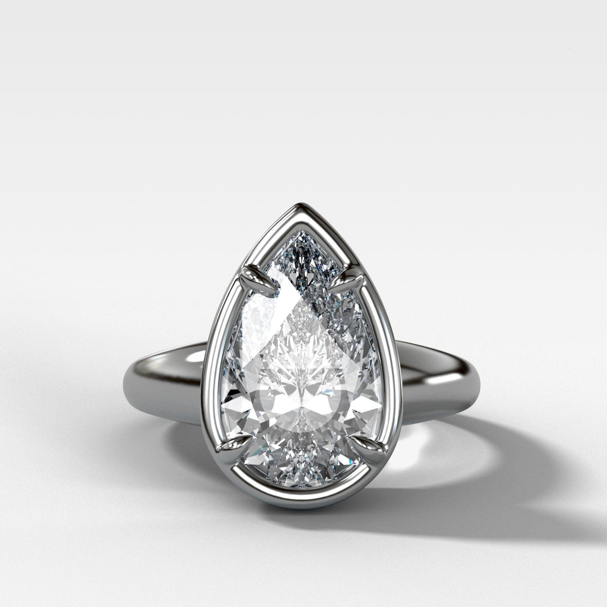 Club Ring Solitaire Engagement Ring With a Pear Cut Diamond - GOODSTONE