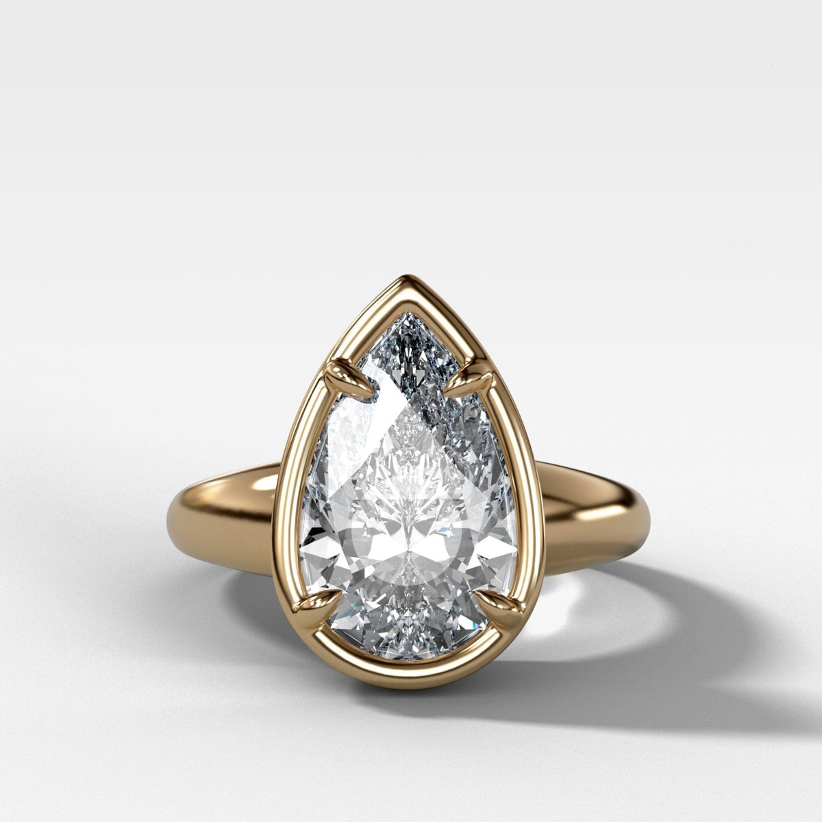 Club Ring Solitaire Engagement Ring With a Pear Cut Diamond - GOODSTONE