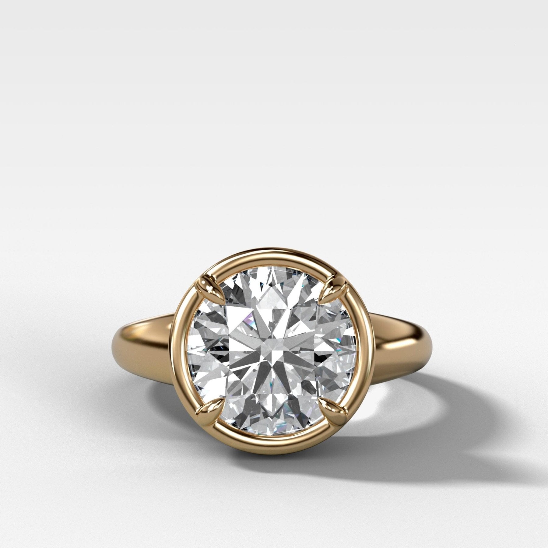 Club Ring Solitaire Engagement Ring With a Round Cut Diamond - GOODSTONE