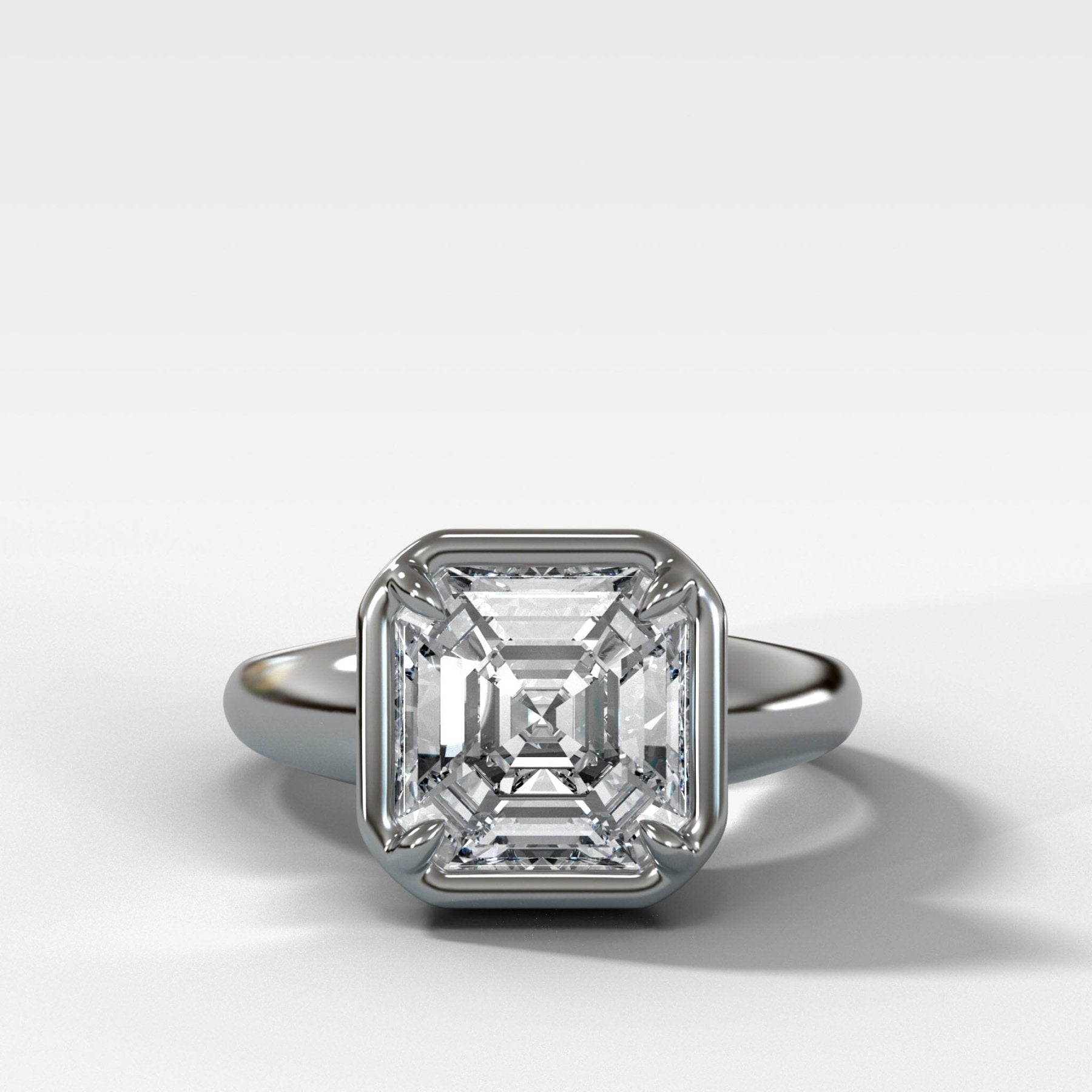 Club Ring Solitaire Engagement Ring With an Asscher Cut Diamond - GOODSTONE