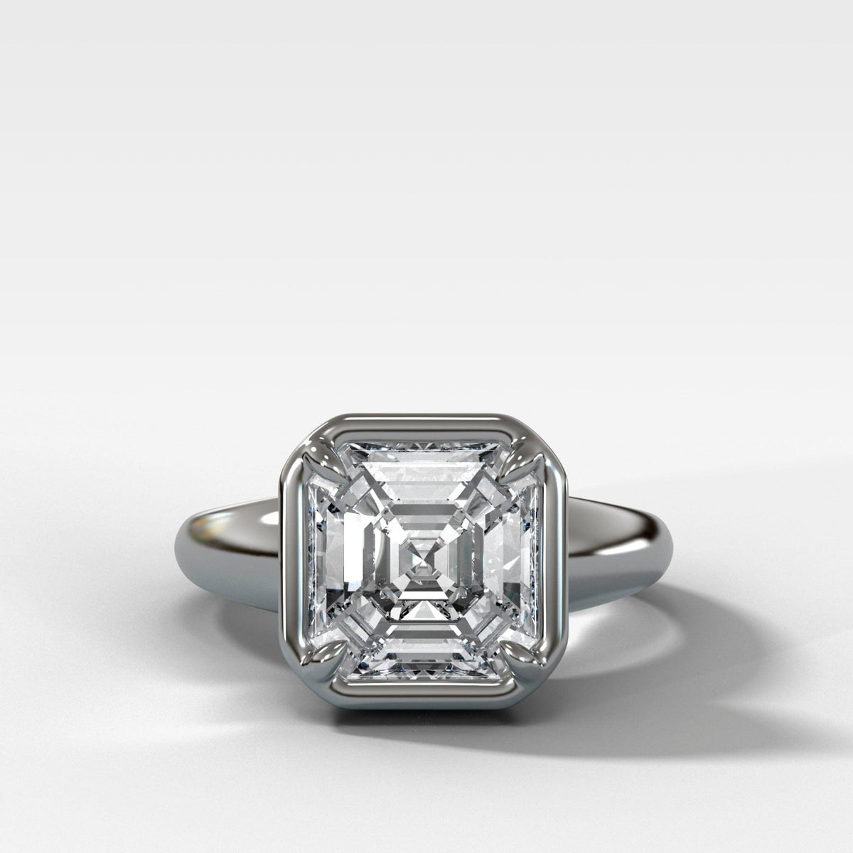 Anillo de club solitario con compromiso de talla Asscher Good Stone Inc 