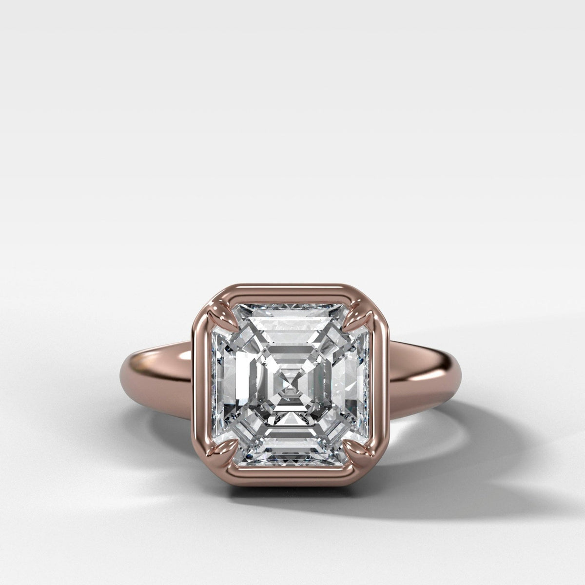 Club Ring Solitaire Engagement Ring With an Asscher Cut Diamond - GOODSTONE