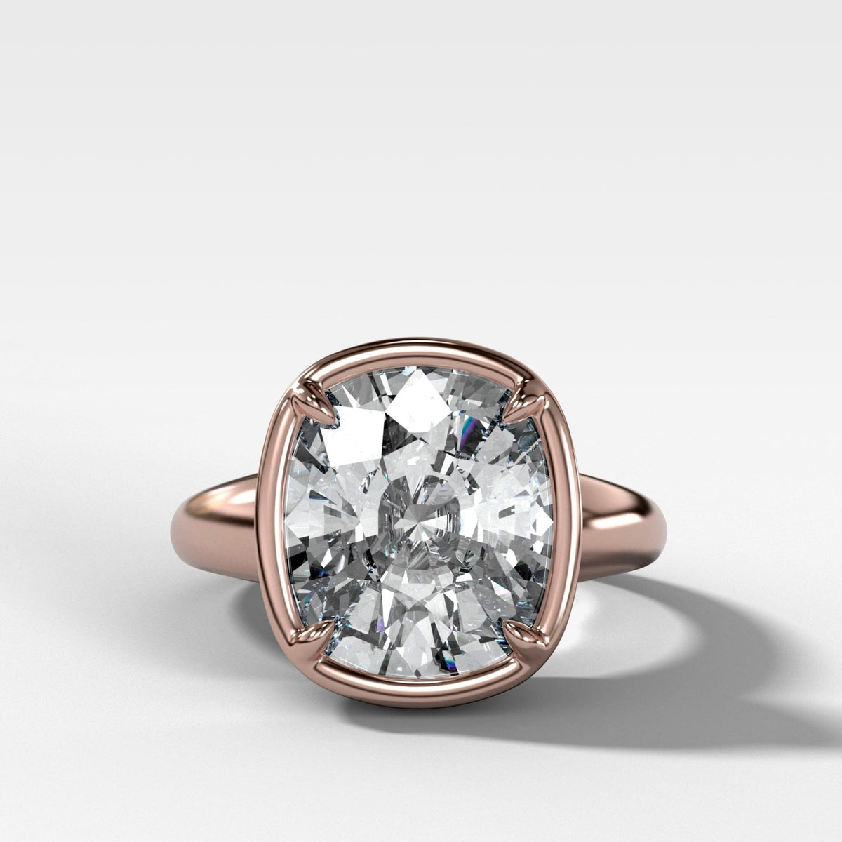 Club Ring Solitaire Engagement Ring With an Elongated Cushion Cut Diamond - GOODSTONE
