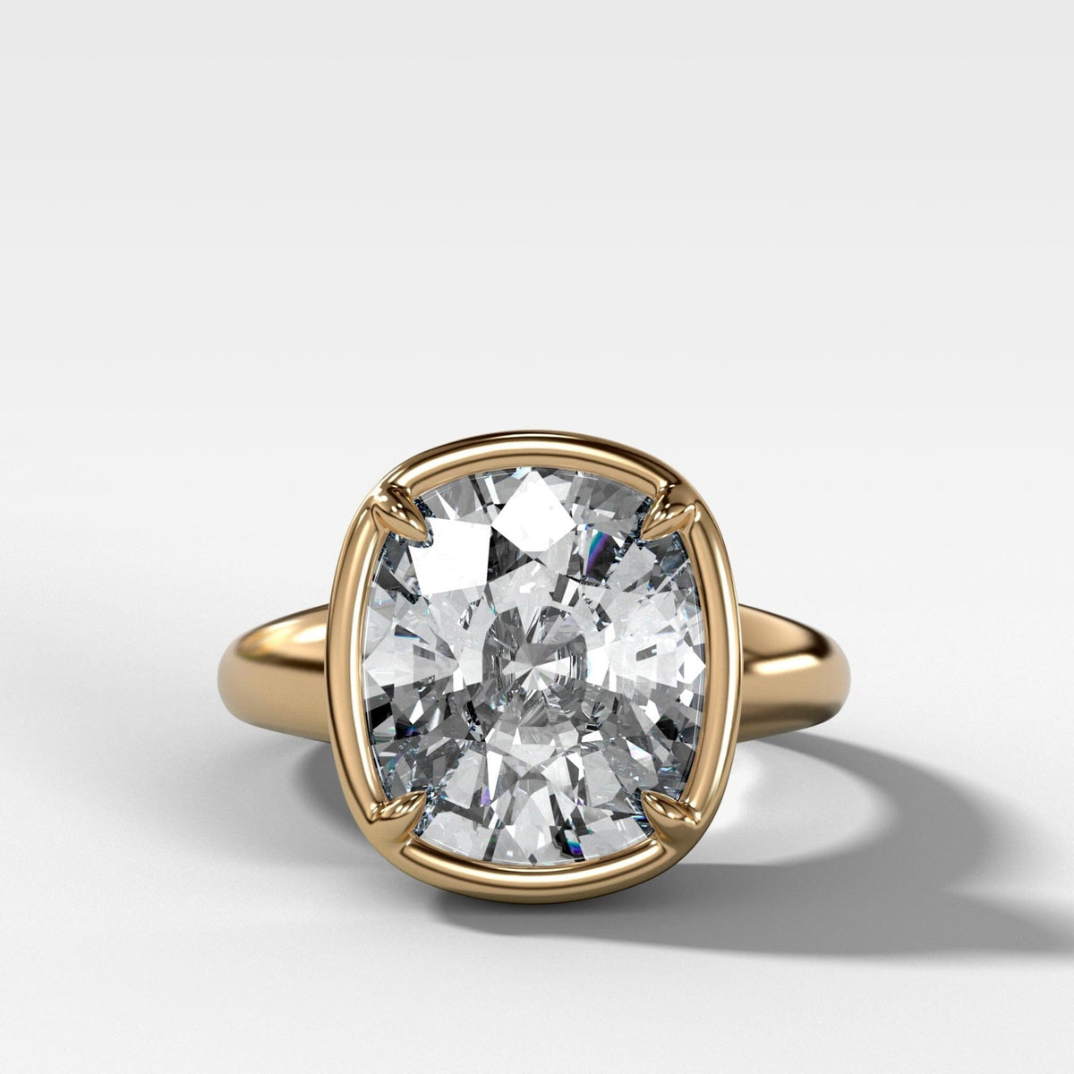 Club Ring Solitaire Engagement Ring With an Elongated Cushion Cut Diamond - GOODSTONE