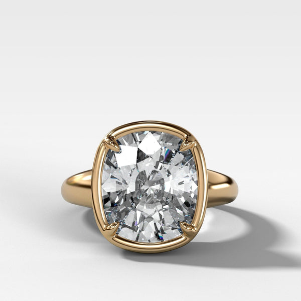 Club Ring Solitaire Engagement Ring With an Elongated Cushion Cut Diam