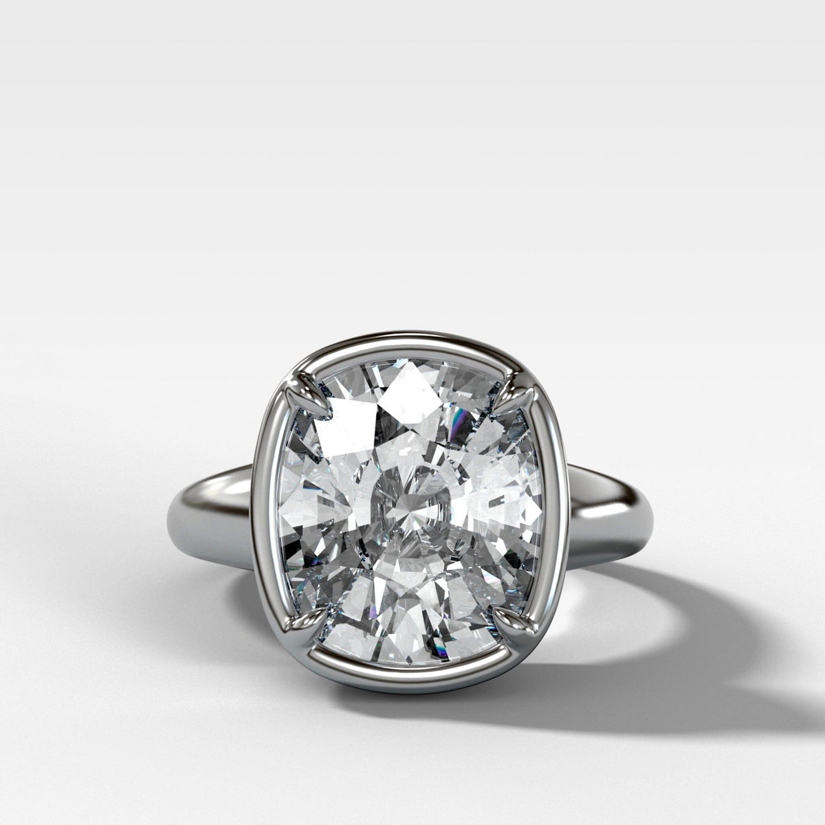 Club Ring Solitaire Engagement Ring With an Elongated Cushion Cut Diamond - GOODSTONE