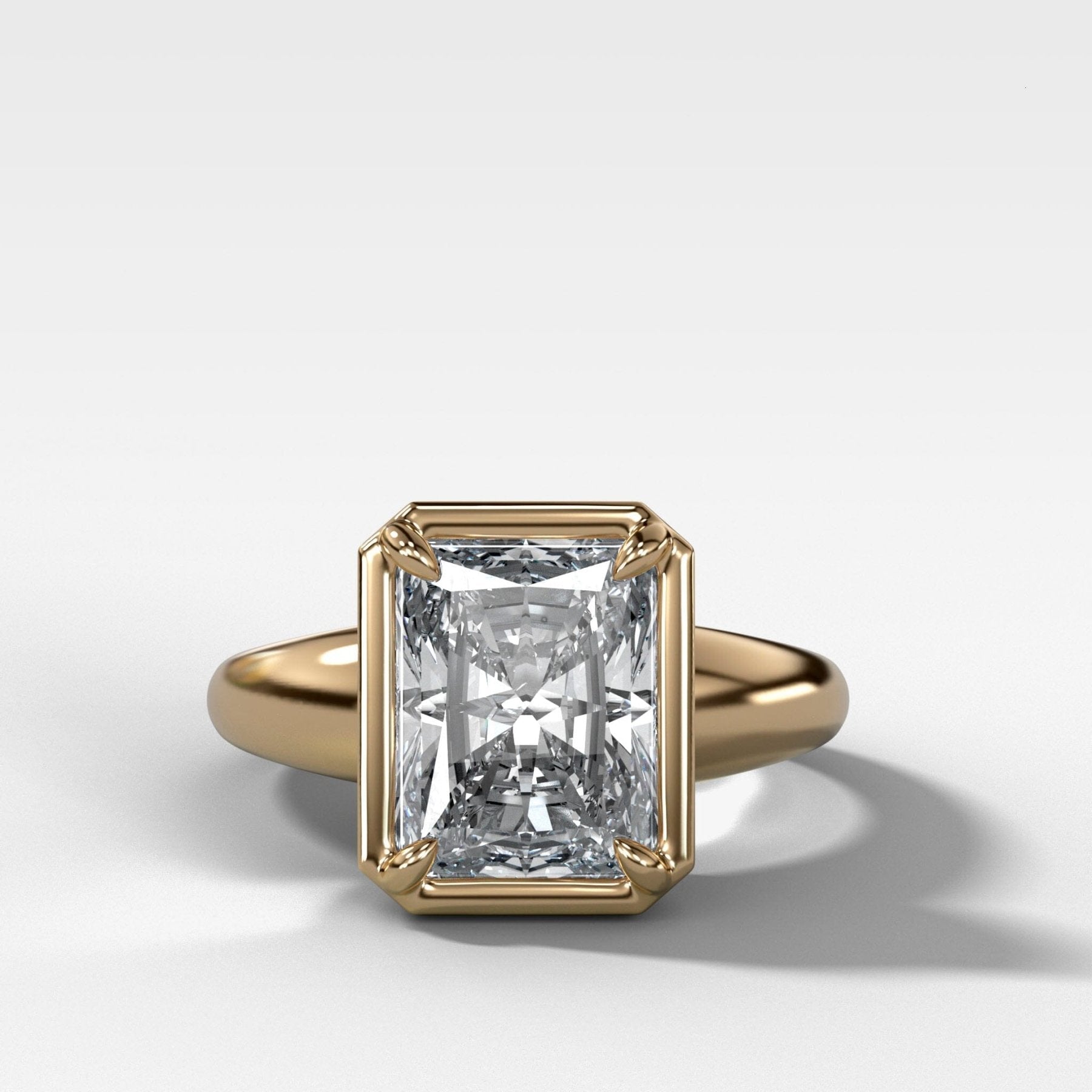 Club Ring Solitaire Engagement Ring With an Elongated Radiant Cut Diamond - GOODSTONE