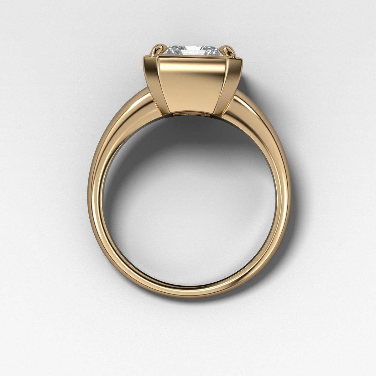 Club Ring Solitaire Engagement Ring With an Elongated Radiant Cut Diamond - GOODSTONE
