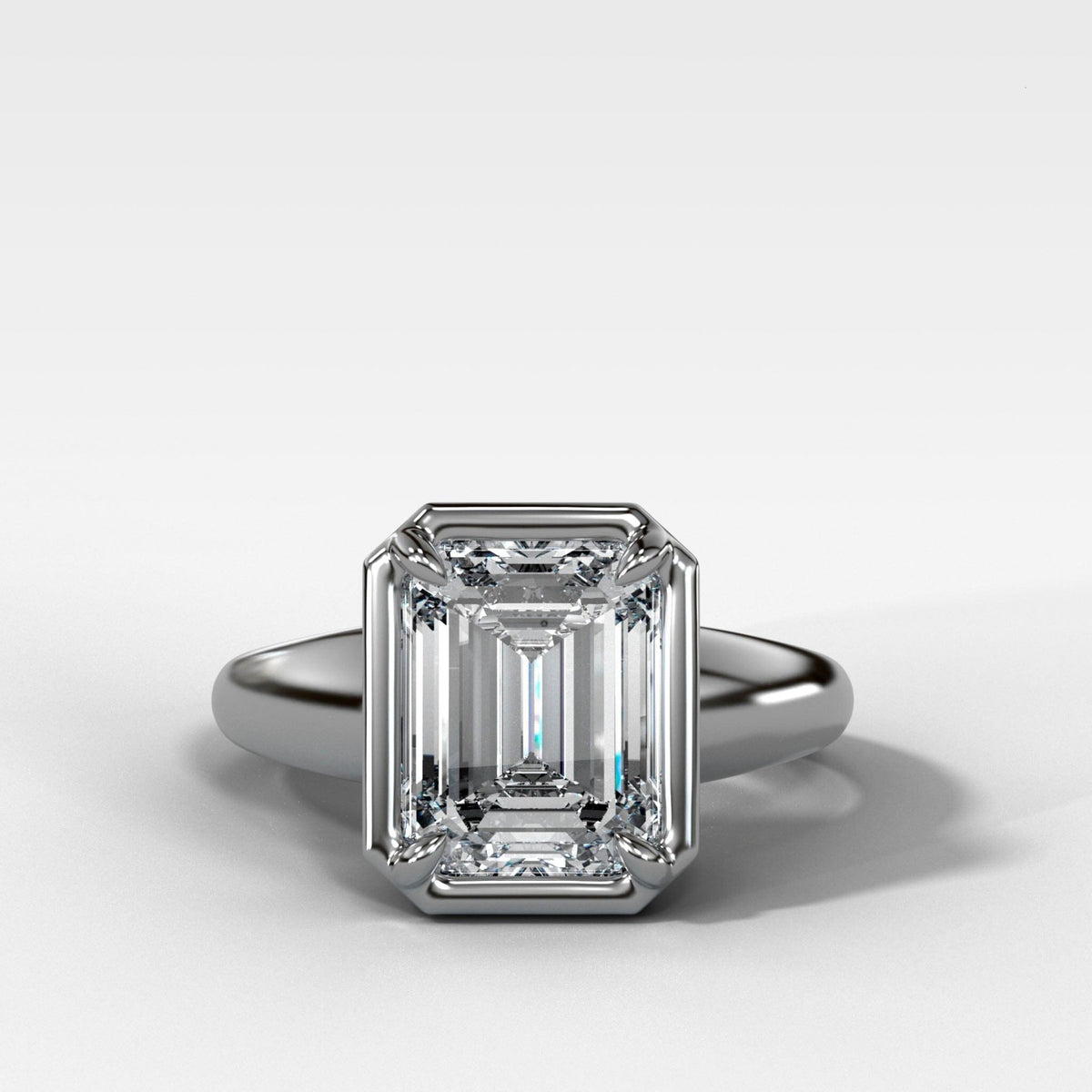 Club Ring Solitaire Engagement Ring With an Emerald Cut Diamond - GOODSTONE