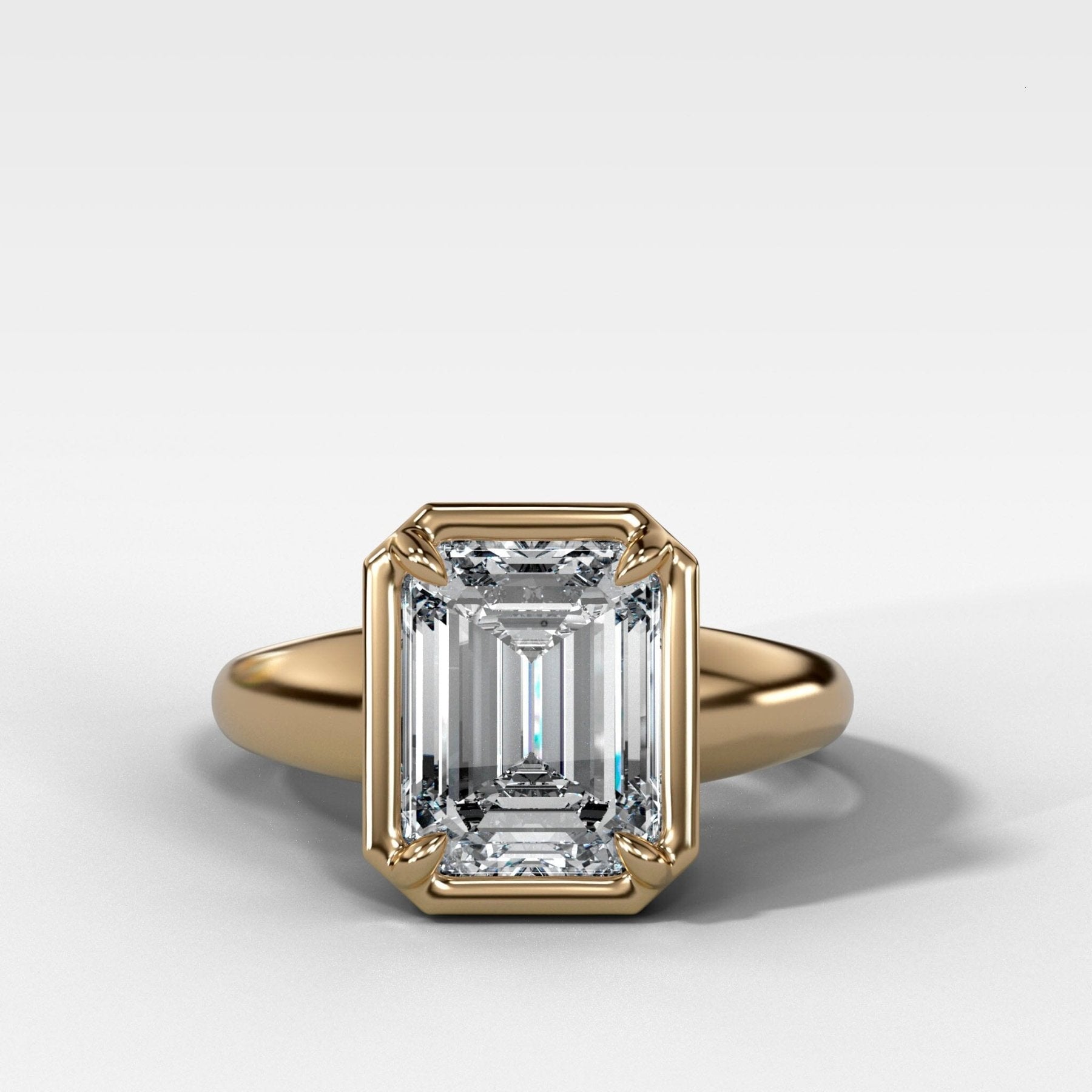 Club Ring Solitaire Engagement Ring With an Emerald Cut Diamond - GOODSTONE