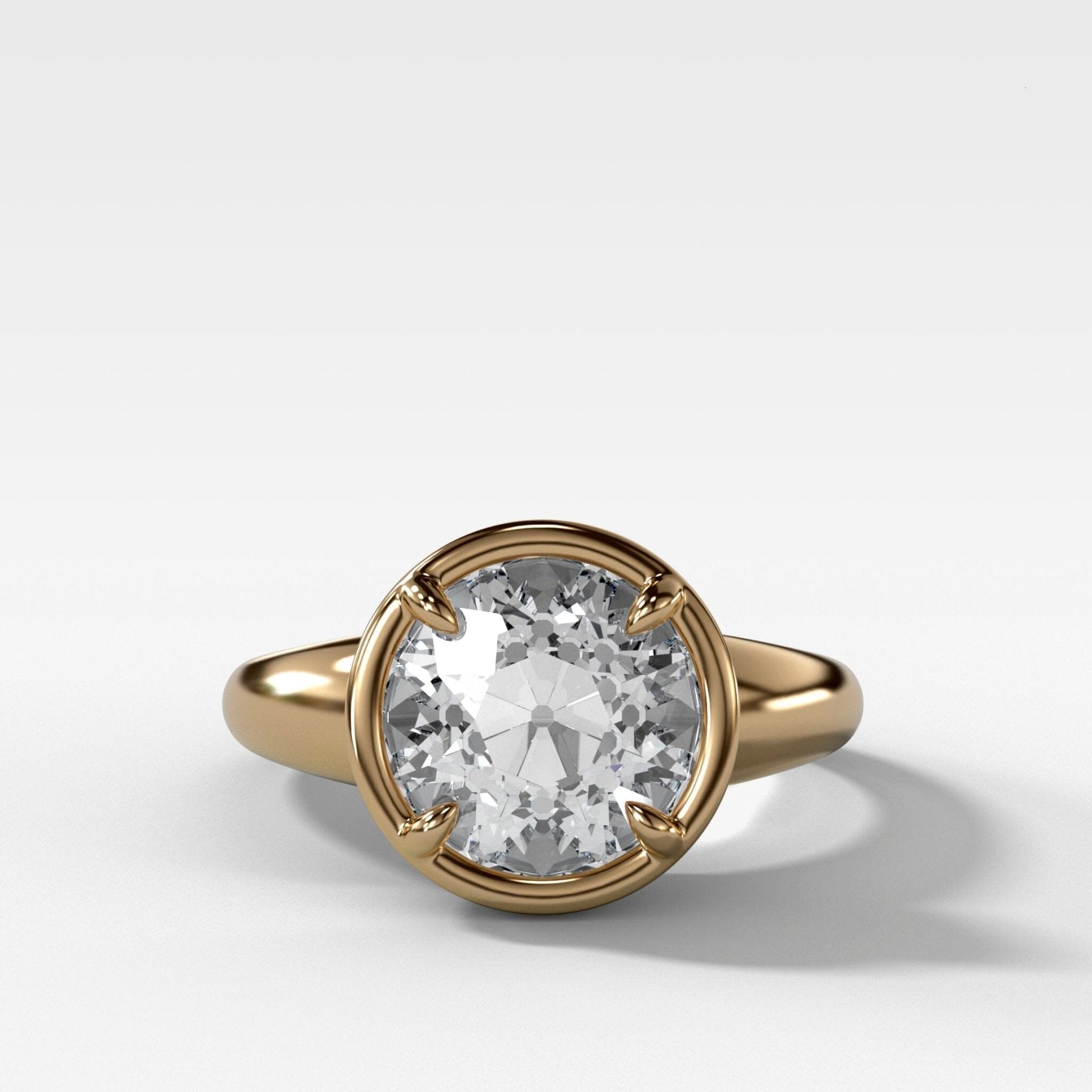 Club Ring Solitaire Engagement Ring With an Old Euro Cut Diamond - GOODSTONE