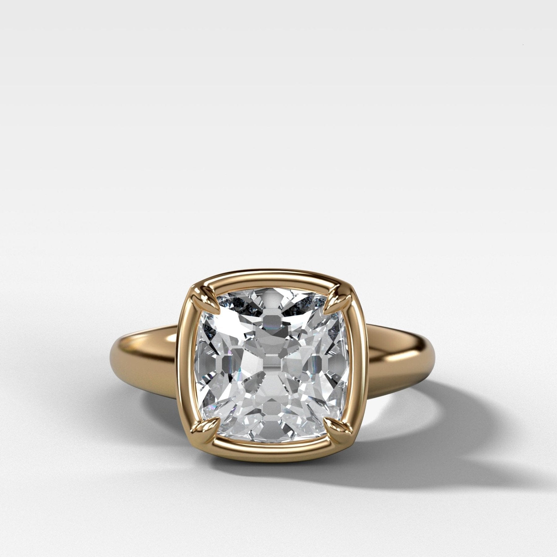 Club Ring Solitaire Engagement Ring With an Old Mine Cut Diamond - GOODSTONE