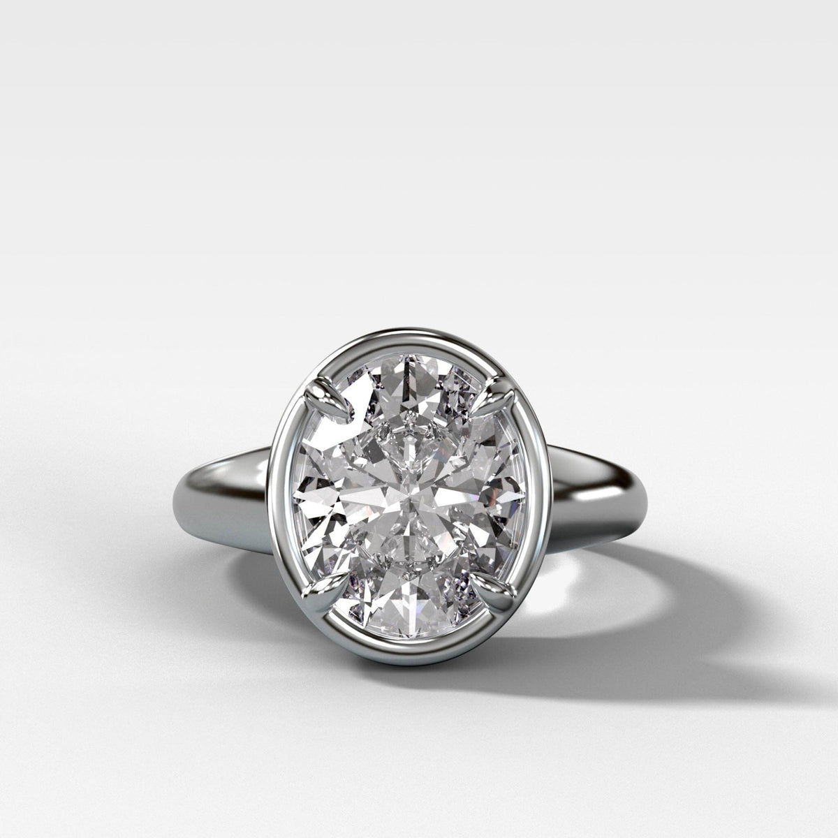 Club Ring Solitaire Engagement Ring With an Oval Cut Diamond - GOODSTONE