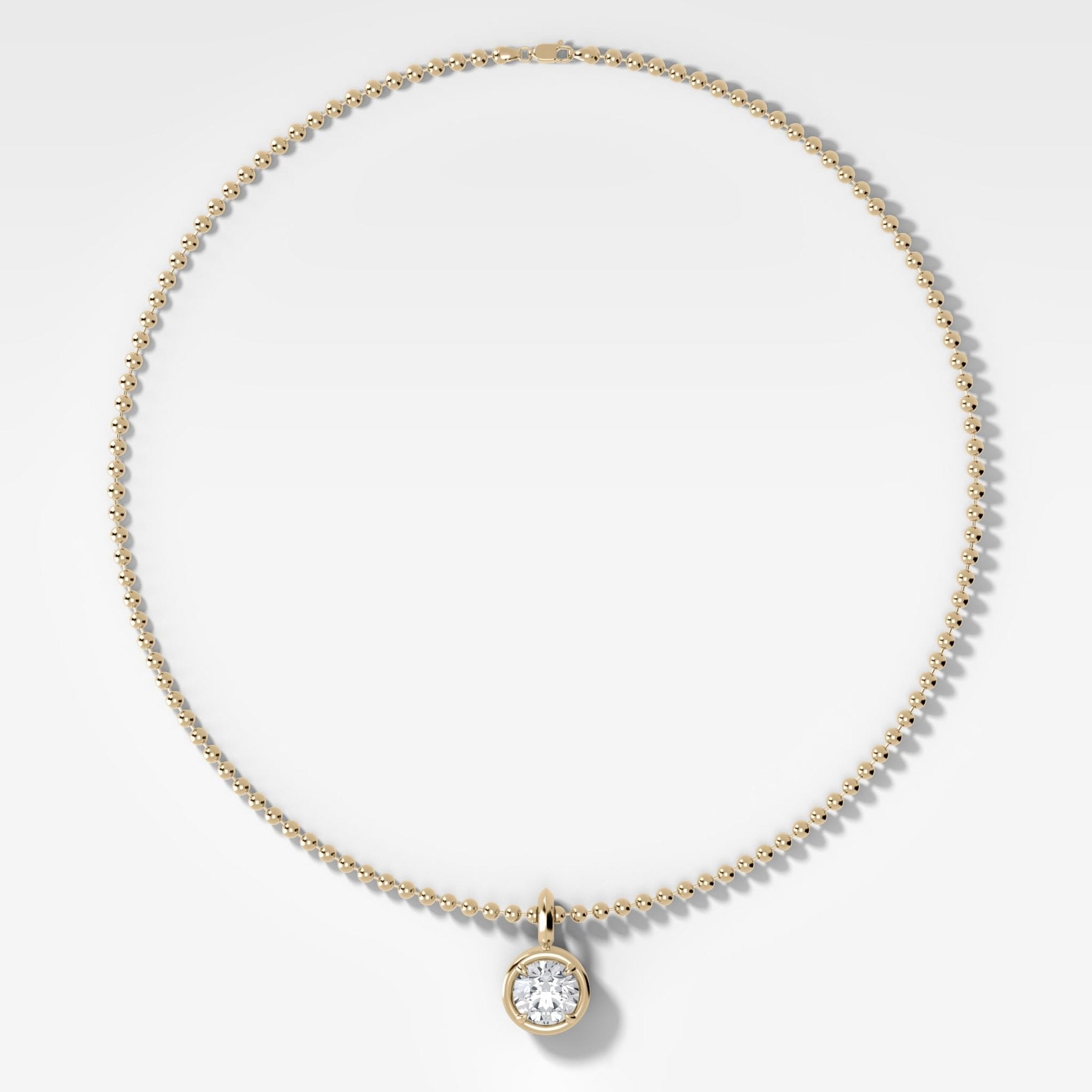 Club Round Attachable Diamond Pendant With Beaded Chain (3mm) - GOODSTONE